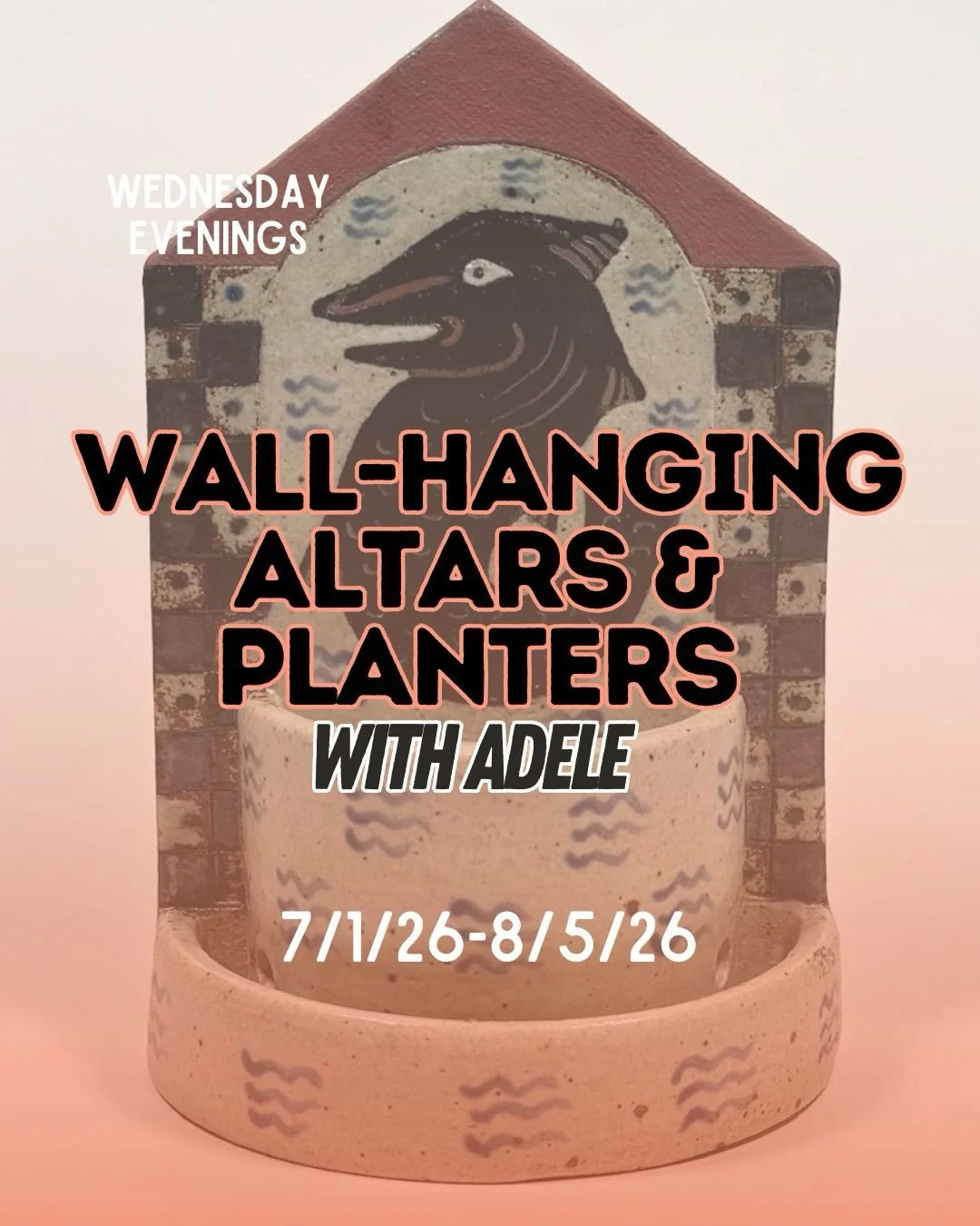 A super fun class with @folkrelics on Wednesdays 6:30-9:30pm where you can exercise your illustration and sculpting skillzzzz. Decorate your home, your friends homes, your work home, shiii any space except your enemies(they don&rsquo;t deserve a nice