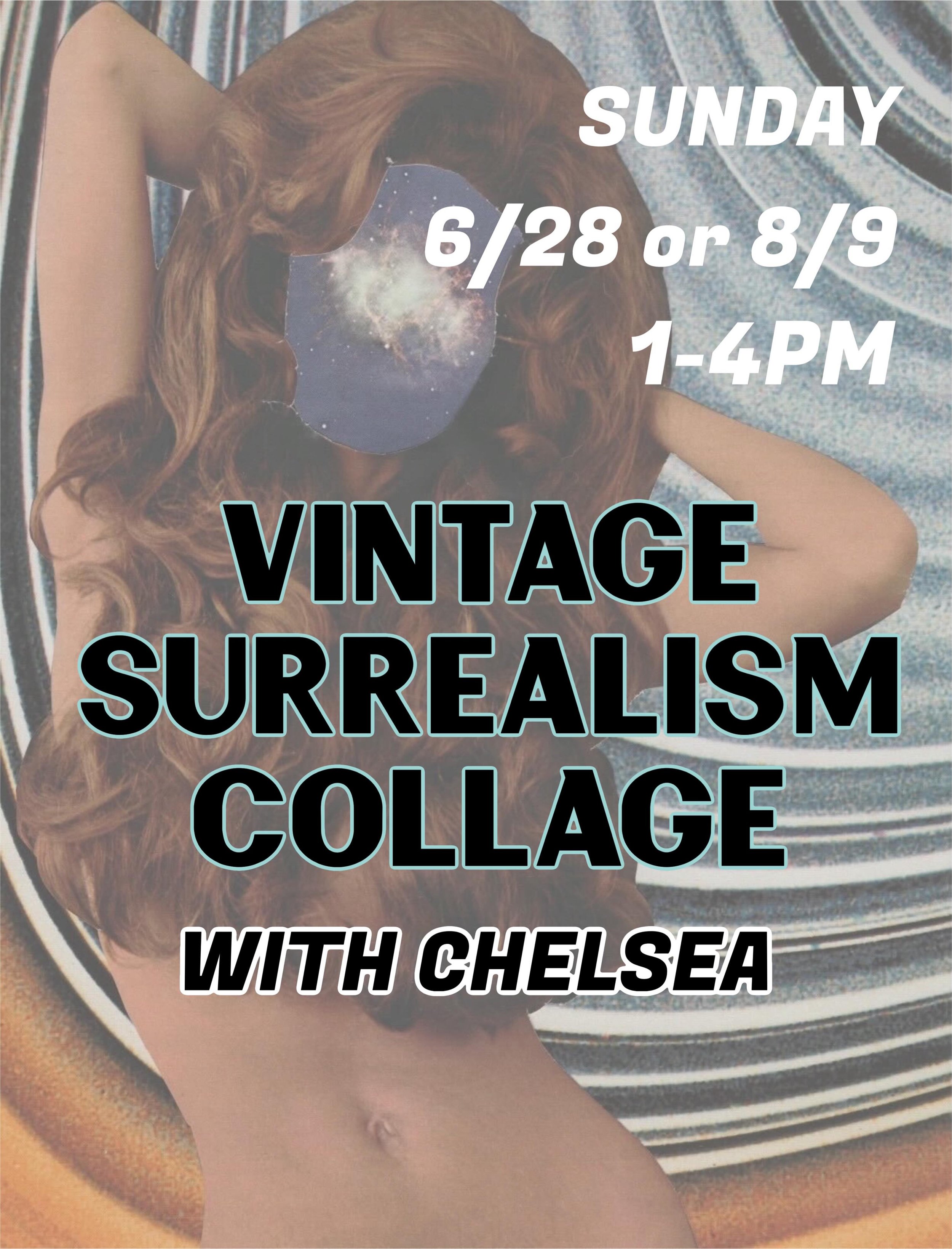We&rsquo;ve got another Vintage Surrealism Collage with @collagebychelsea coming right up!  Learn the basics of composition, juxtaposition and layering with all the tools and techniques needed to make a dynamic and successful collage! Slide through t