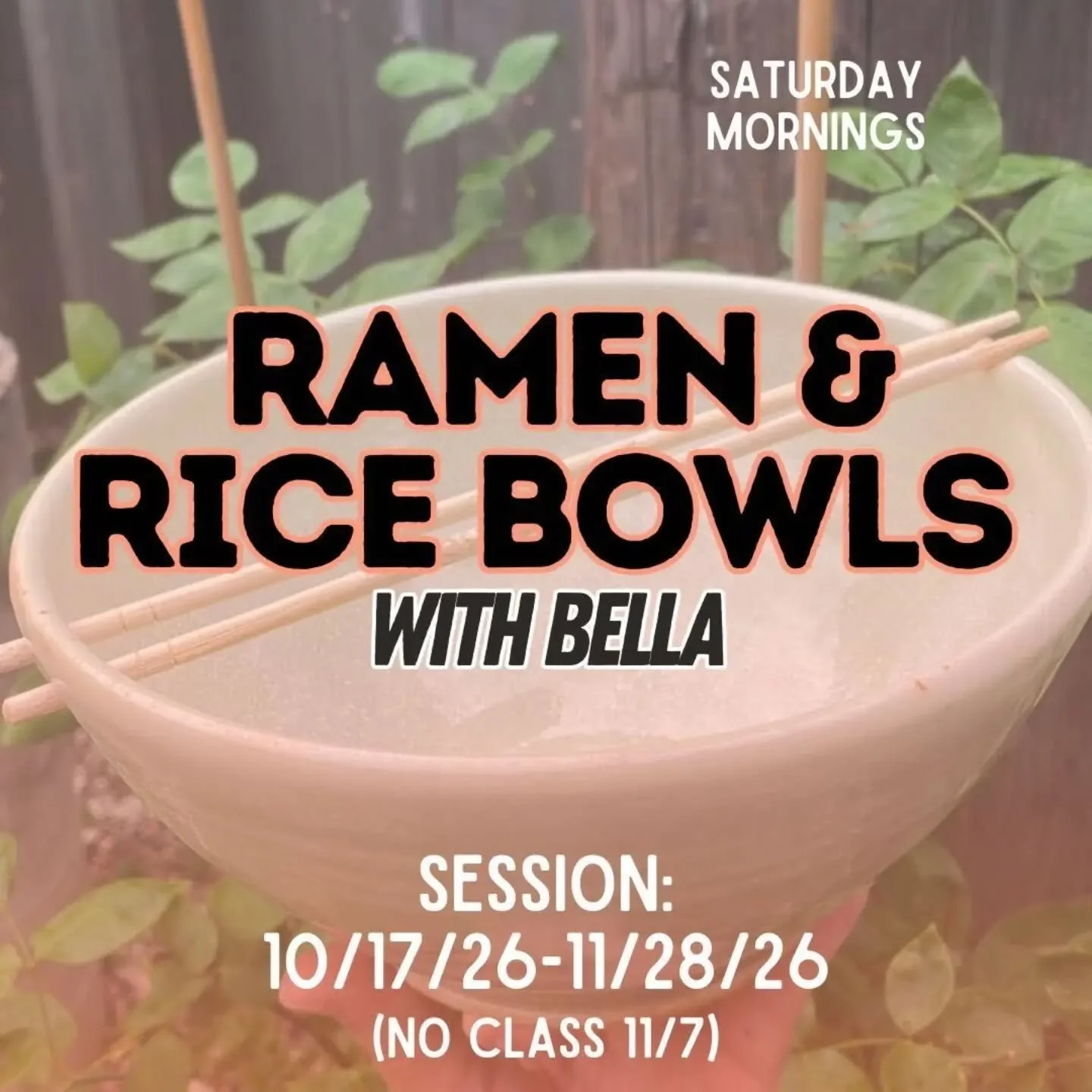 Get ready for cozy soup season with Bella! 🍜

Join her on Saturday mornings from 9am-12pm, play with clay, and create your own ramen and rice bowls. This class is perfect for all skill levels.

🔗 In bio - go to classes 

@belladoespottery