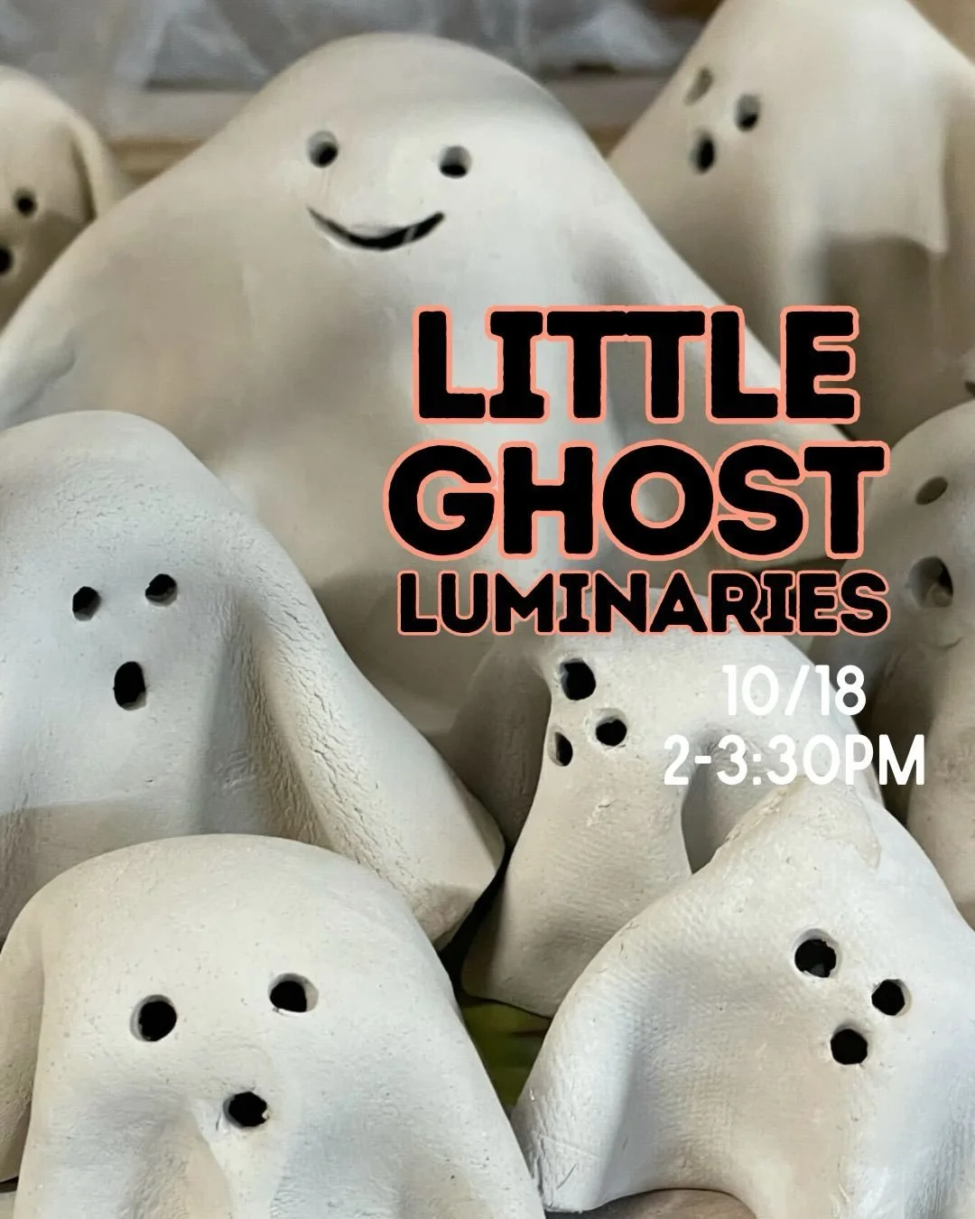 Join us for our annual Little Ghost Luminaries workshop on 10/18 from 2-3:30pm! You&rsquo;ll walk away with 2-3 lil buddies that fit perfectly over a tea light 💡 
This class is a fan favorite, so let&rsquo;s have a spooky good time!👻