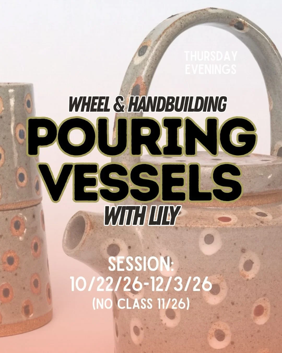 Think pitchers, gravy boats, carafes, matcha bowls~ This class with @piercedpotterlily is ✨beginner friendly✨ and goes over all the basics like wheel throwing, handle making, and surface decoration! Class starts on 10/22, sign up with the link in bio