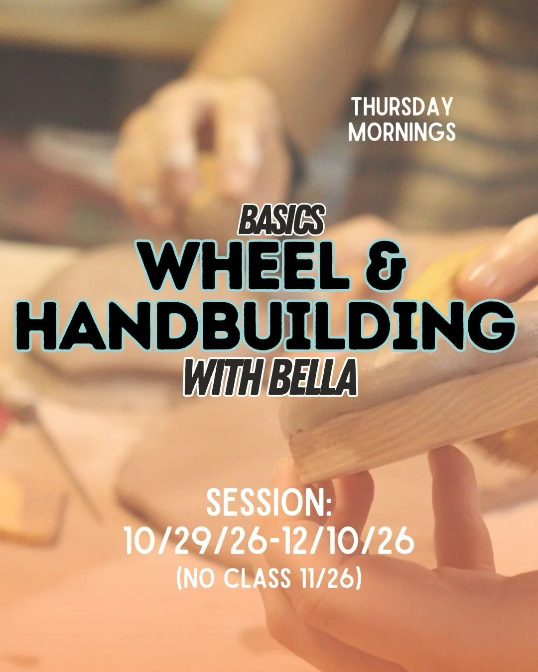 Thursday mornings with @belladoespottery ✨ In this 6wk 9-12pm session you&rsquo;ll learn skills on and off the wheel! We are skipping class on 11/26 so this session won&rsquo;t interrupt your 🦃 holiday plans!

Link in bio🔗