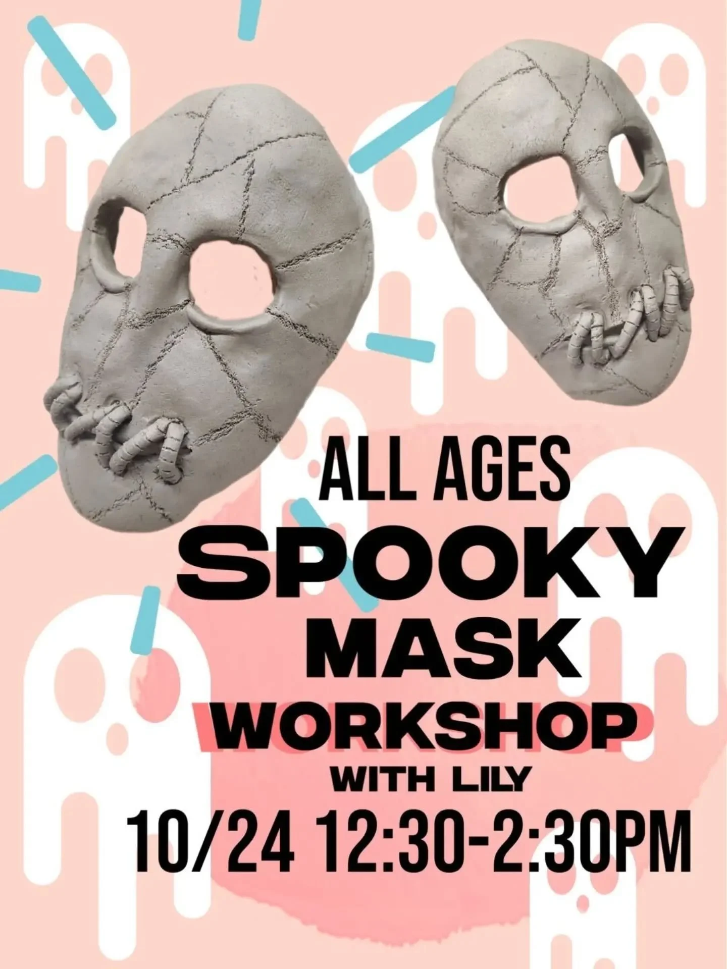 A family-friendly workshop to celebrate the season 🧛&zwj;♀️

Bring the crew and join @piercedpotterlily to create your own ceramic masks! Make them sweet or scary and enjoy your forever decor.

Register at the link in bio - workshops 🎭