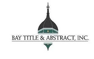 Logo for Bay Title & Abstract, Inc., featuring a stylized building dome with a spire.