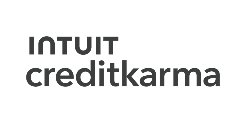 The image displays the words "INTUIT credit karma" in gray text on a black background.