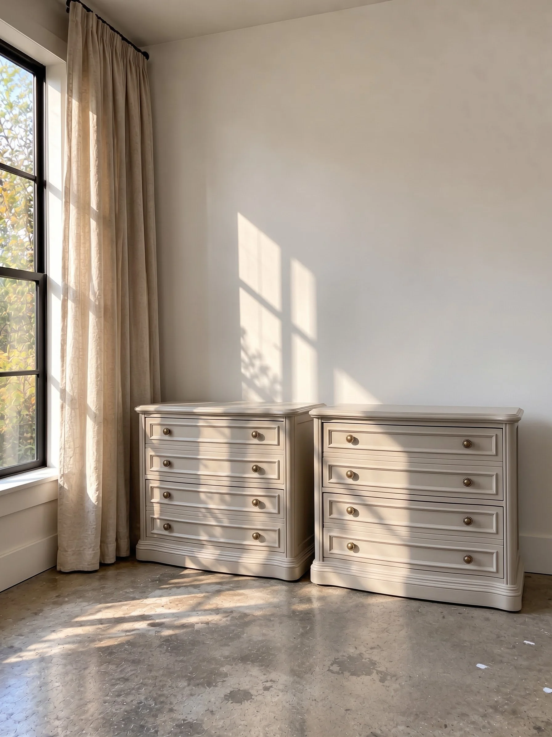 Accessible Beige Boho Nightstands | Oversized Pair