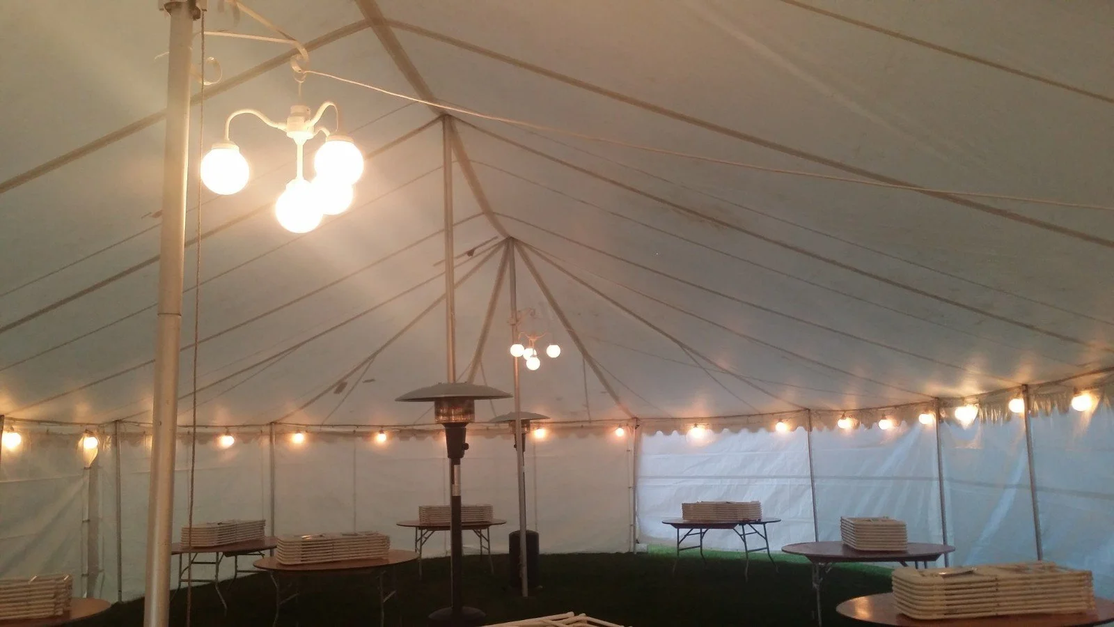 Perimeter lighting and chandelier
