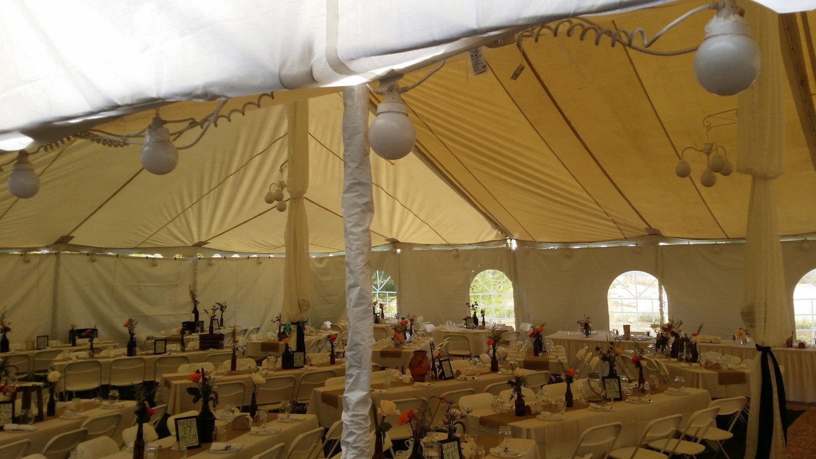 Lighting and center pole drape