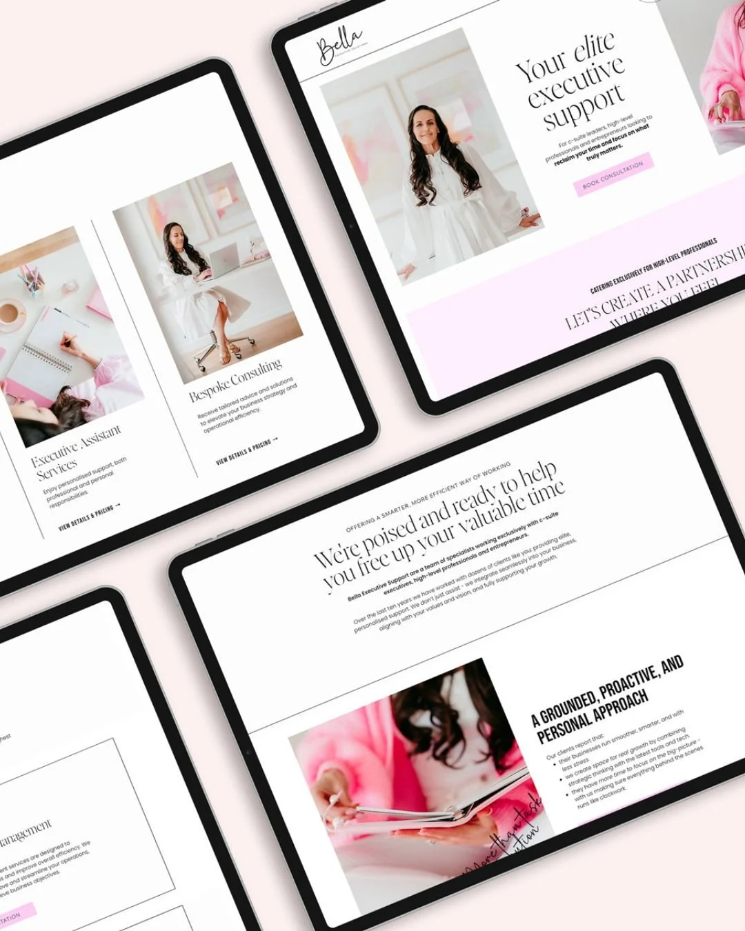 Pastel perfect 🩷 🤍 💛 . I'm thrilled to introduce the new digital home for Bella Executive Solutions. 

A bright, dreamy brand with a luxe, elite aesthetic.

Sandra, founder of @bellaexecutivesolutions was one of the original VAs - and has built an