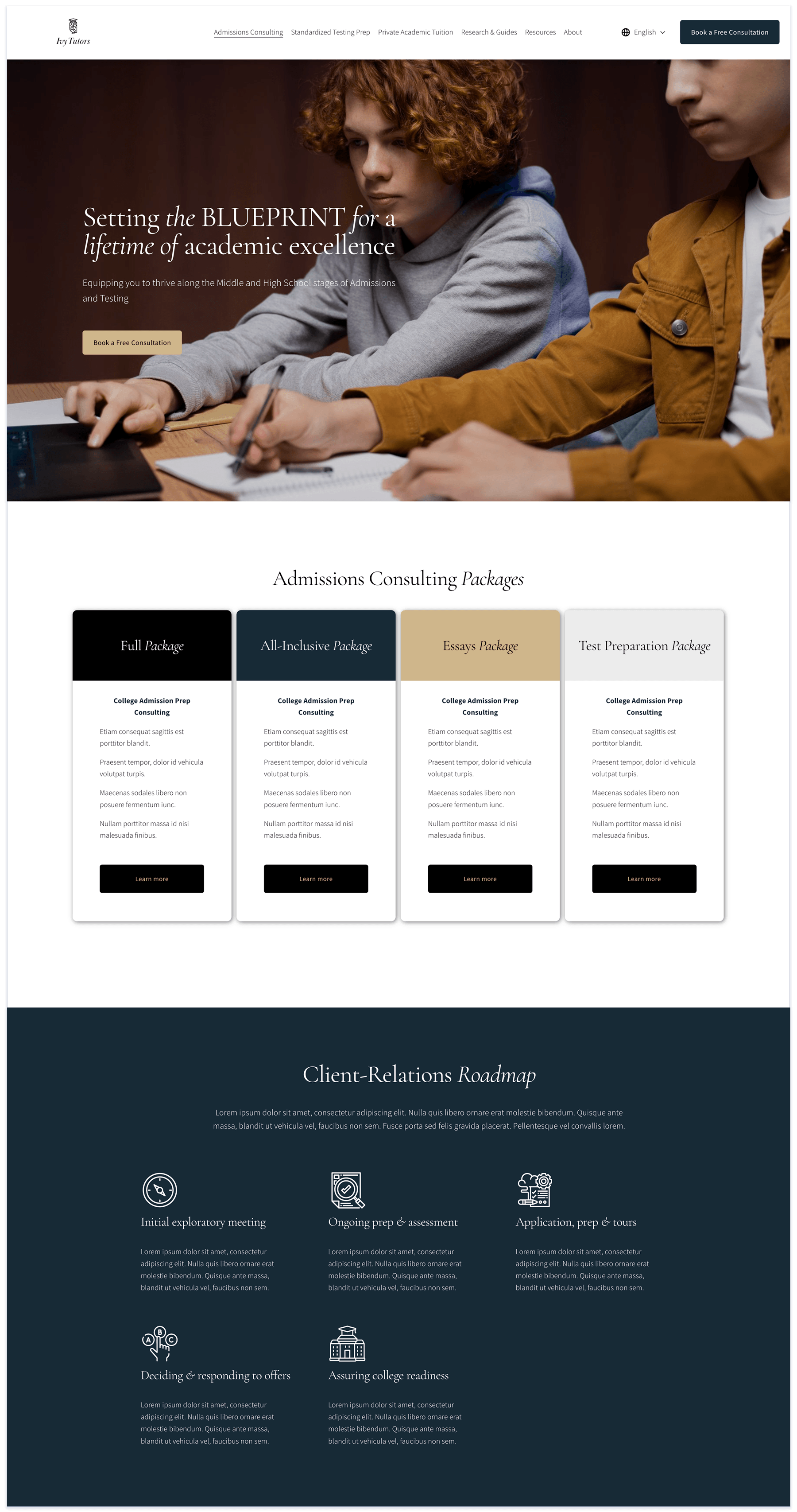 ivy tutors website page