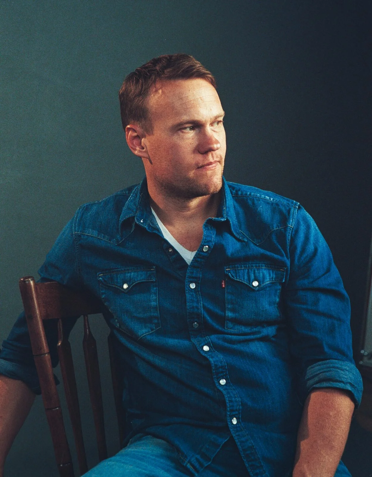 Alvin Cowan, founder of Simpatico Media, in a denim shirt.