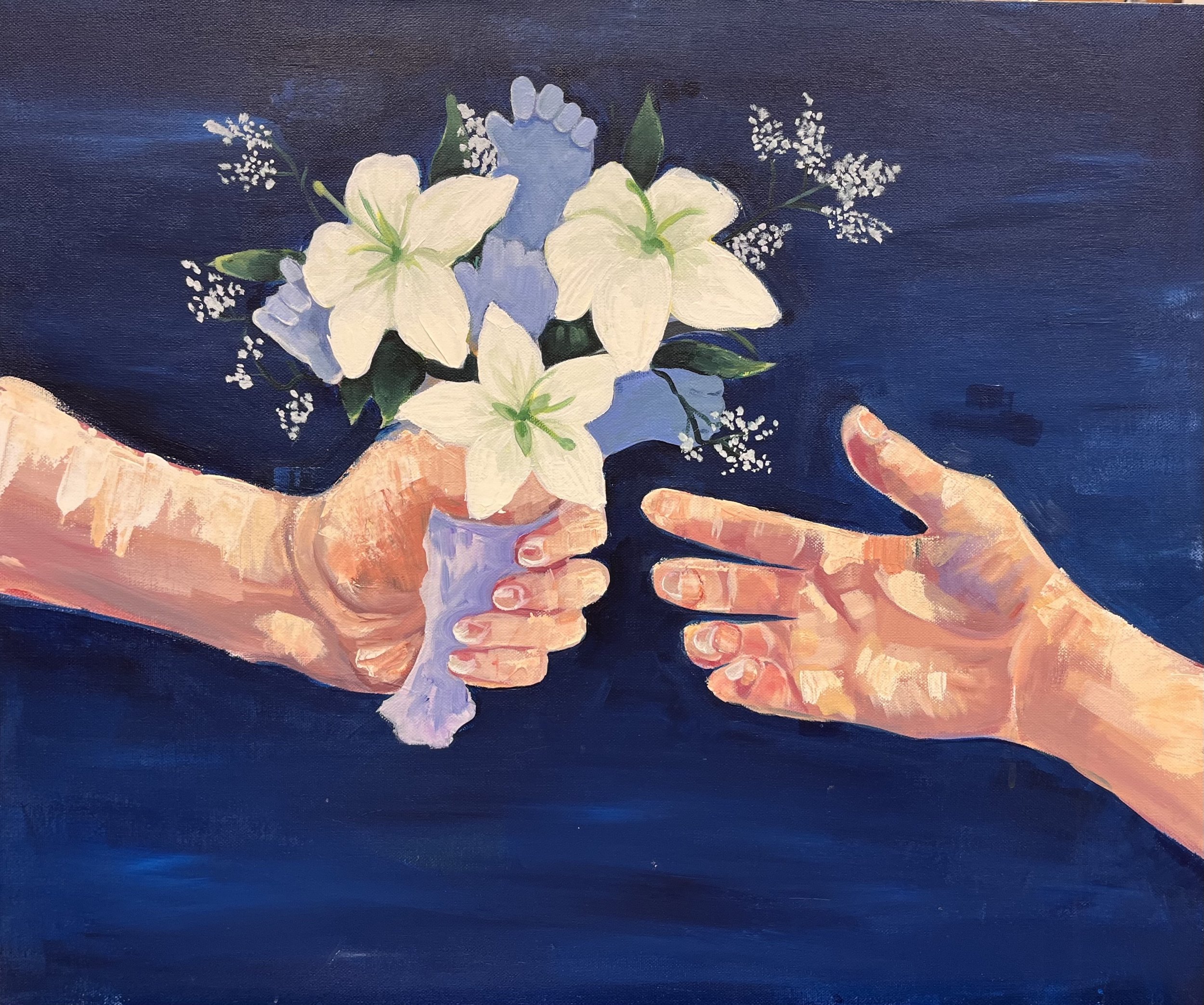 "Offering" Acrylic Paint on Canvas, 16"x20", 2022
