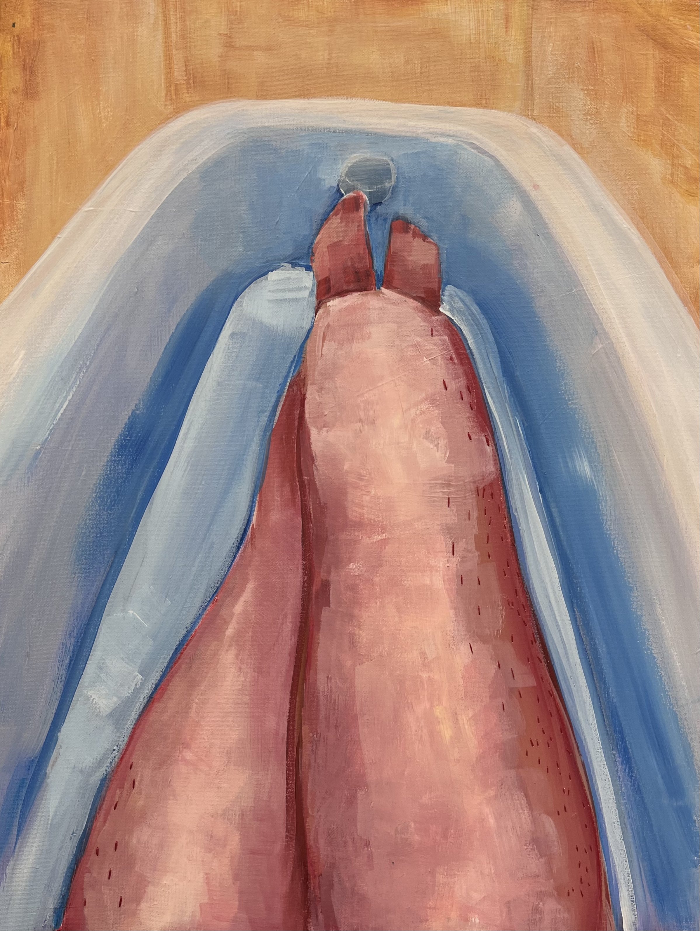 "Legs" Acrylic Paint on Canvas and Embroidery Thread, 16"x20", 2022
