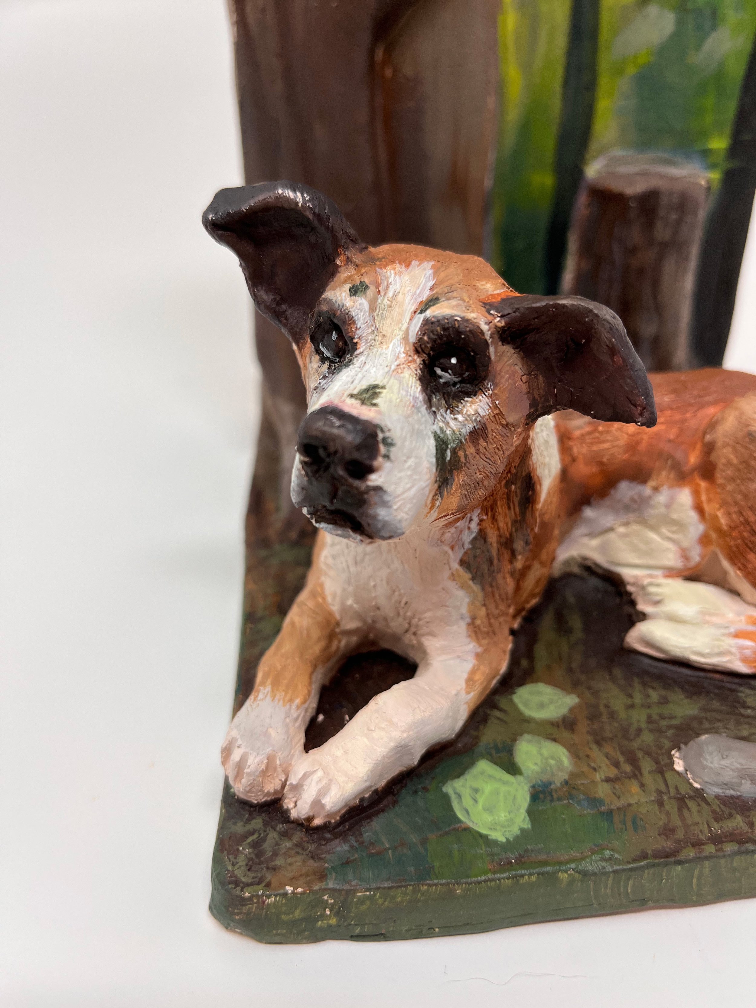 "Mike and Lucy" acrylic paint on stoneware clay, 6"x 4"x 4", 2022