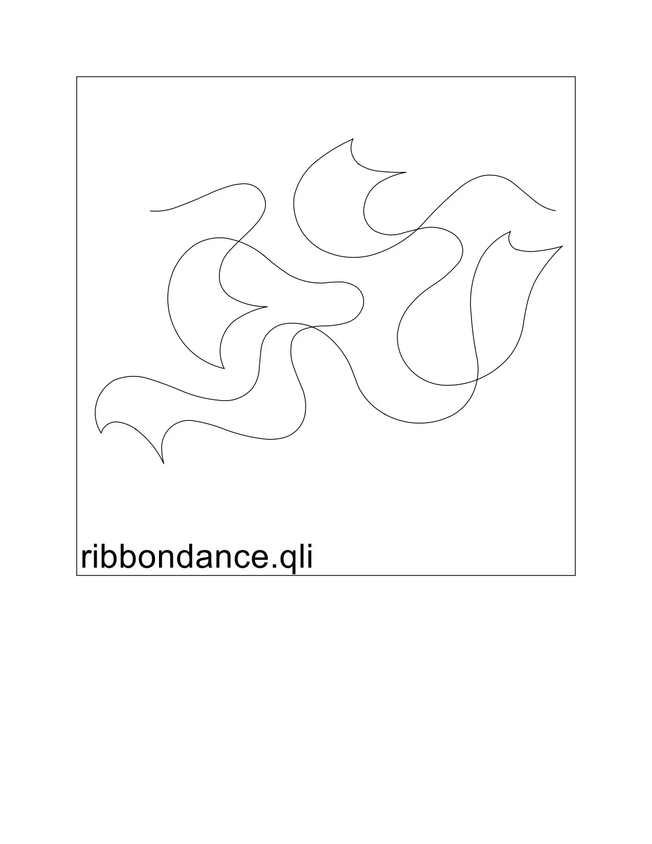 Line drawing of abstract ribbon-like shapes with the text 'ribbondance.qli' at the bottom.