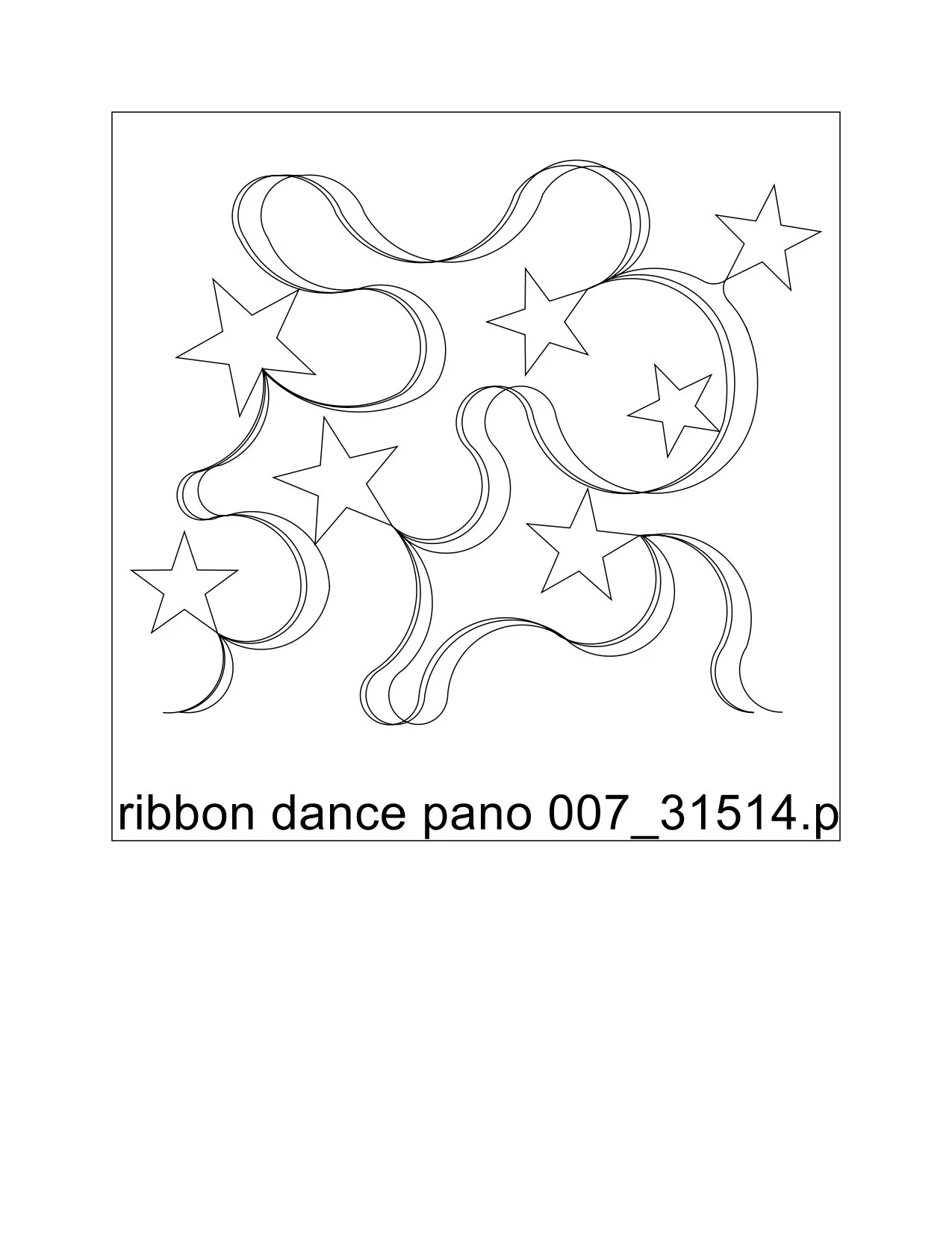 Line drawing of stars and ribbons, labeled as a ribbon dance pattern.