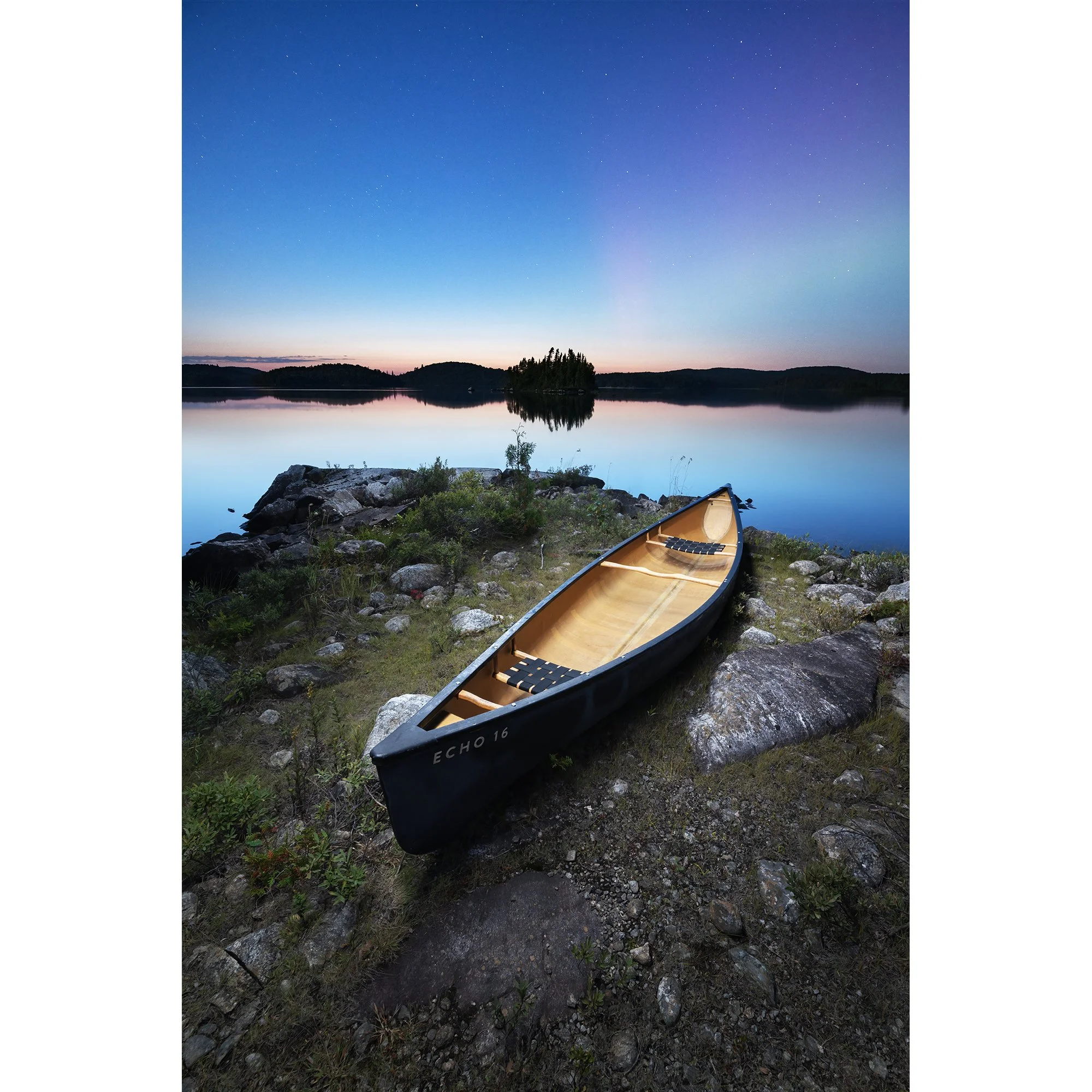 Aurora Emerging at Blue Hour on Mijinemungshing Lake