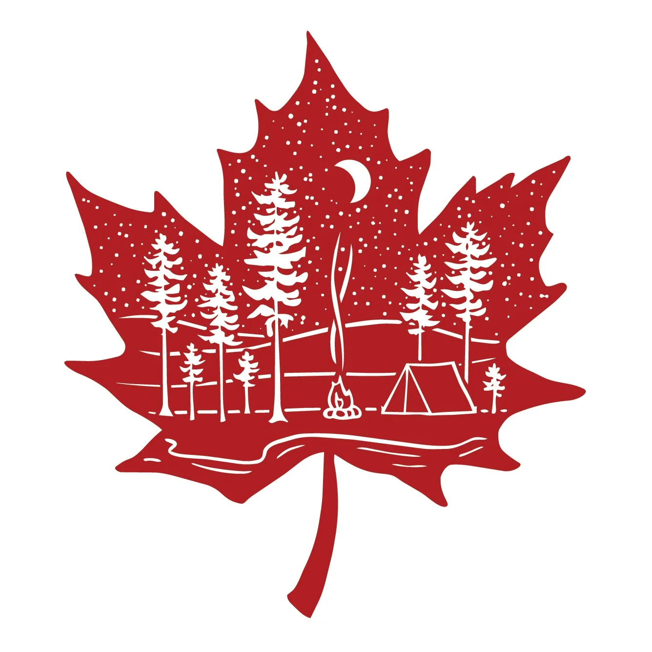 Maple Leaf Camping Scene