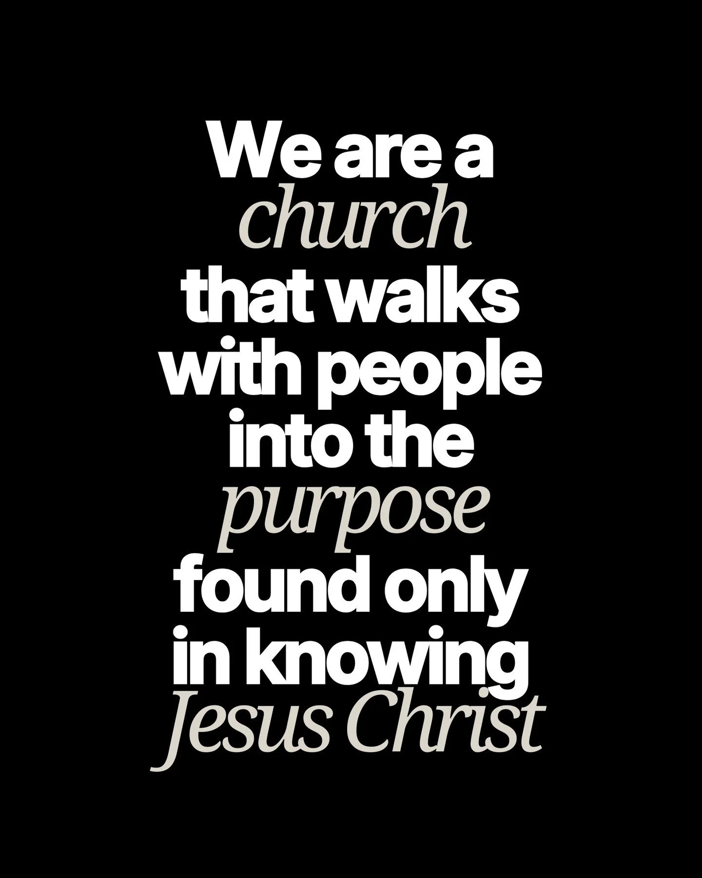 We are a church where...

Jesus is our message
People are our heart
Prayer is our posture
Community is our commitment
Serving is our honor
Generosity is our joy
Faith is our lifestyle