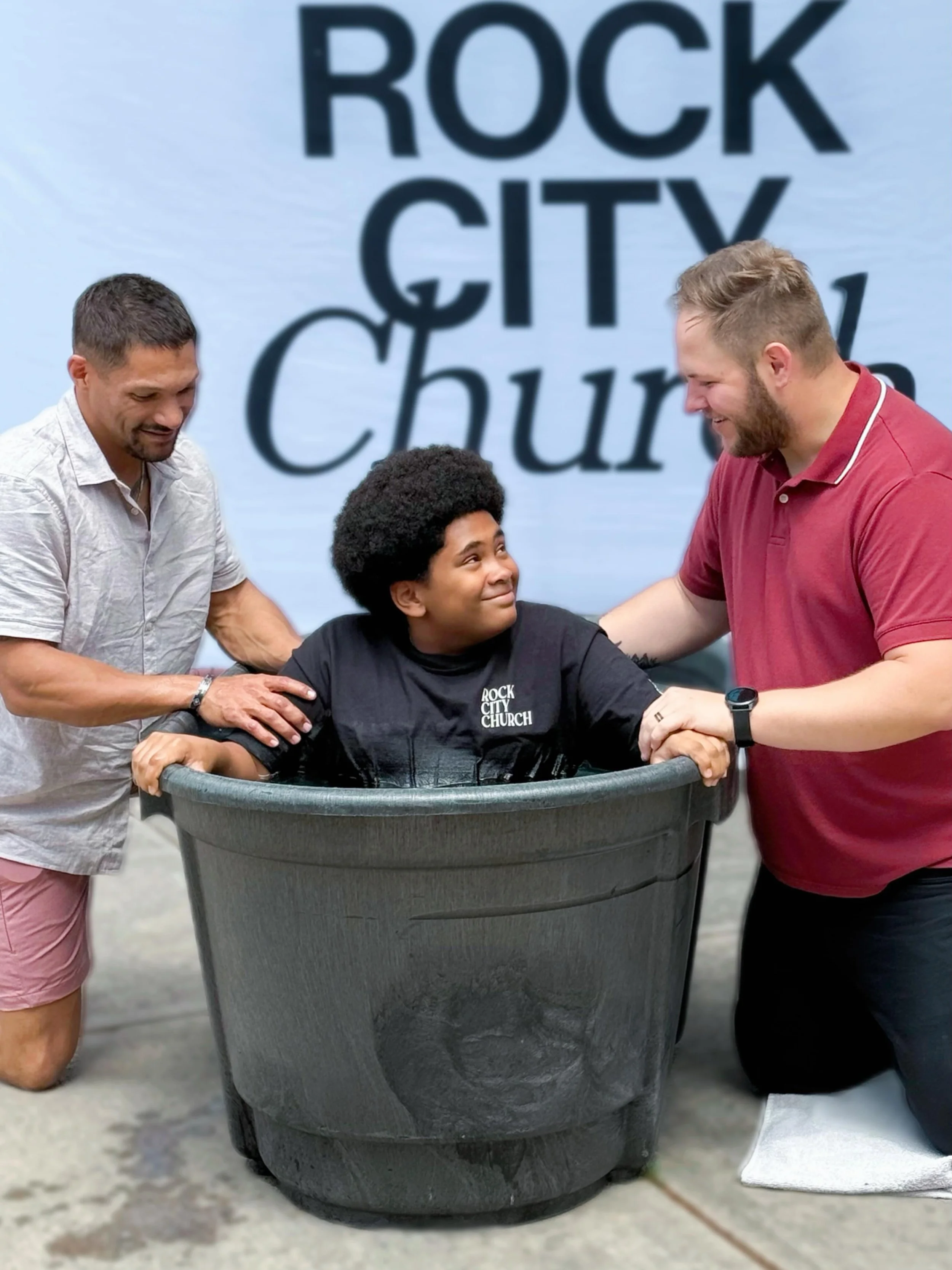 Today marked an important moment in our church as we celebrated three baptisms; three declarations of those who want the world to know of their commitment to follow Jesus. #wearerockcity