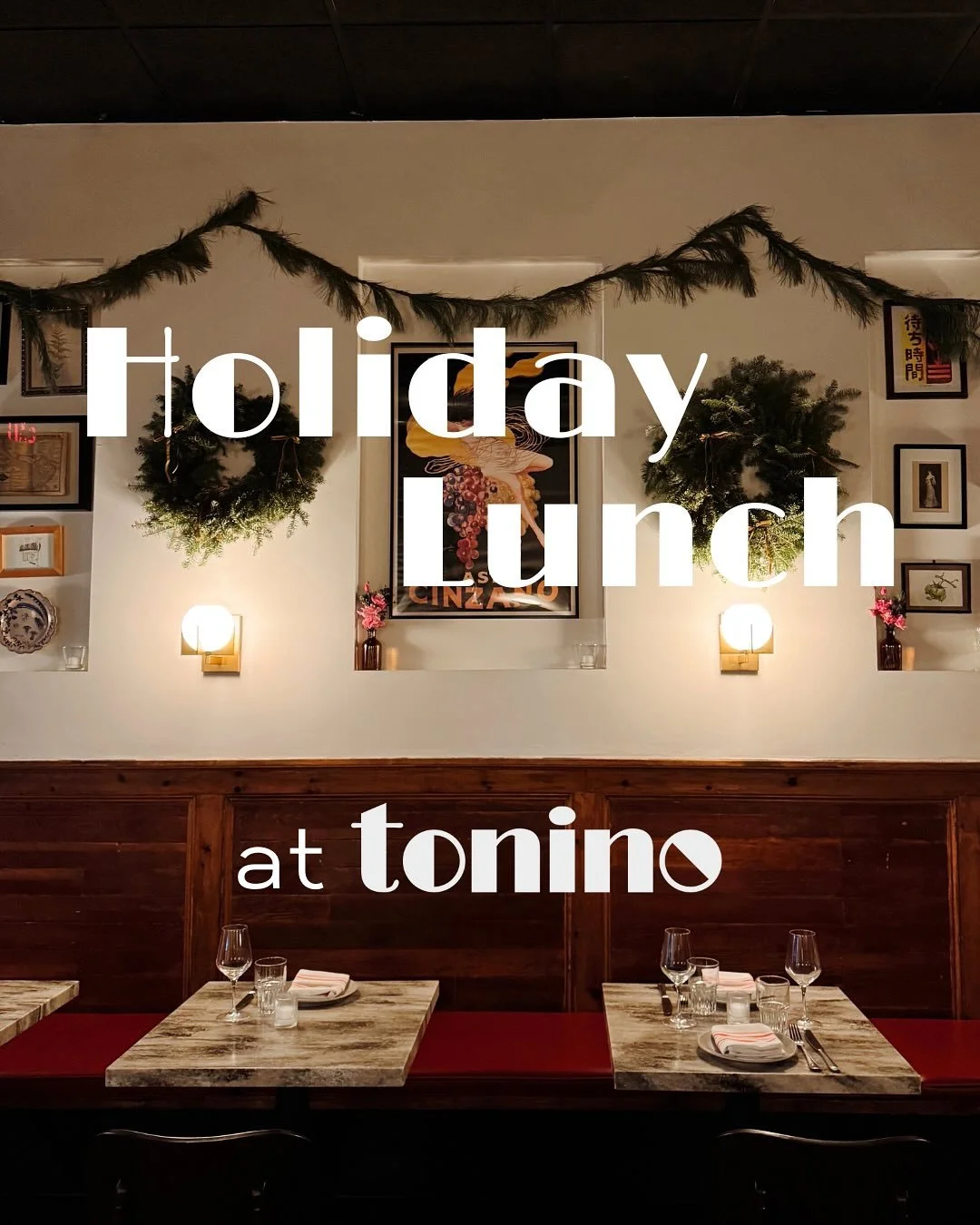 Tis the season for Holiday Lunch at Tonino🥂🎁✨
Fridays between Thanksgiving &amp; Christmas, we&rsquo;re serving a 3-course family-style lunch ft. wine pairings and celebratory bottle options!

🎟️ Reservations go live Nov 7 at noon
🎉 $75 per perso