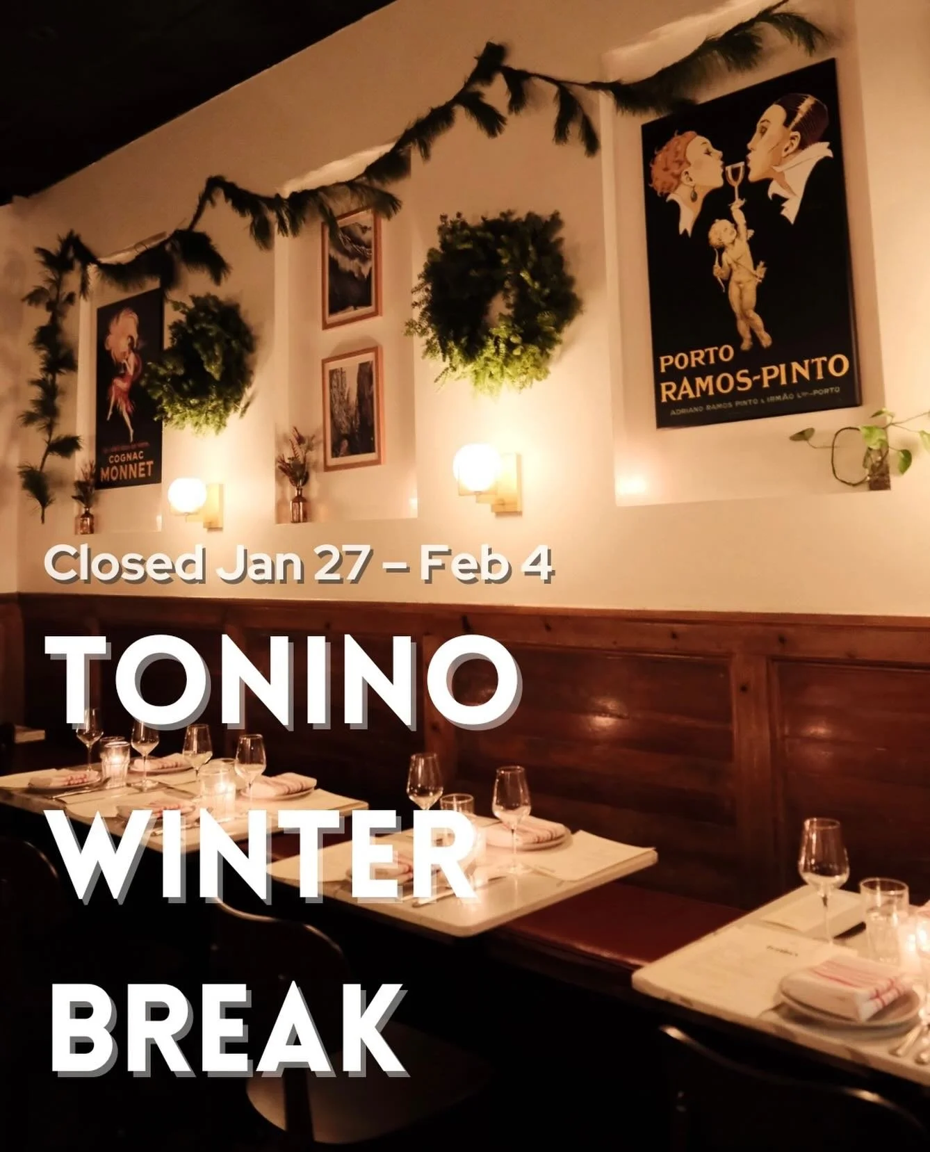 Our annual winter hibernation is here🐻❄️
As a big GRAZIE MILLE to our amazing Tonino team, we&rsquo;ll be closed Jan 27&ndash;Feb 4. We&rsquo;ll be back, refreshed and ready, for dinner service starting at 5 PM on Thursday, Feb 5🍝✨ 
Stay cozy and w