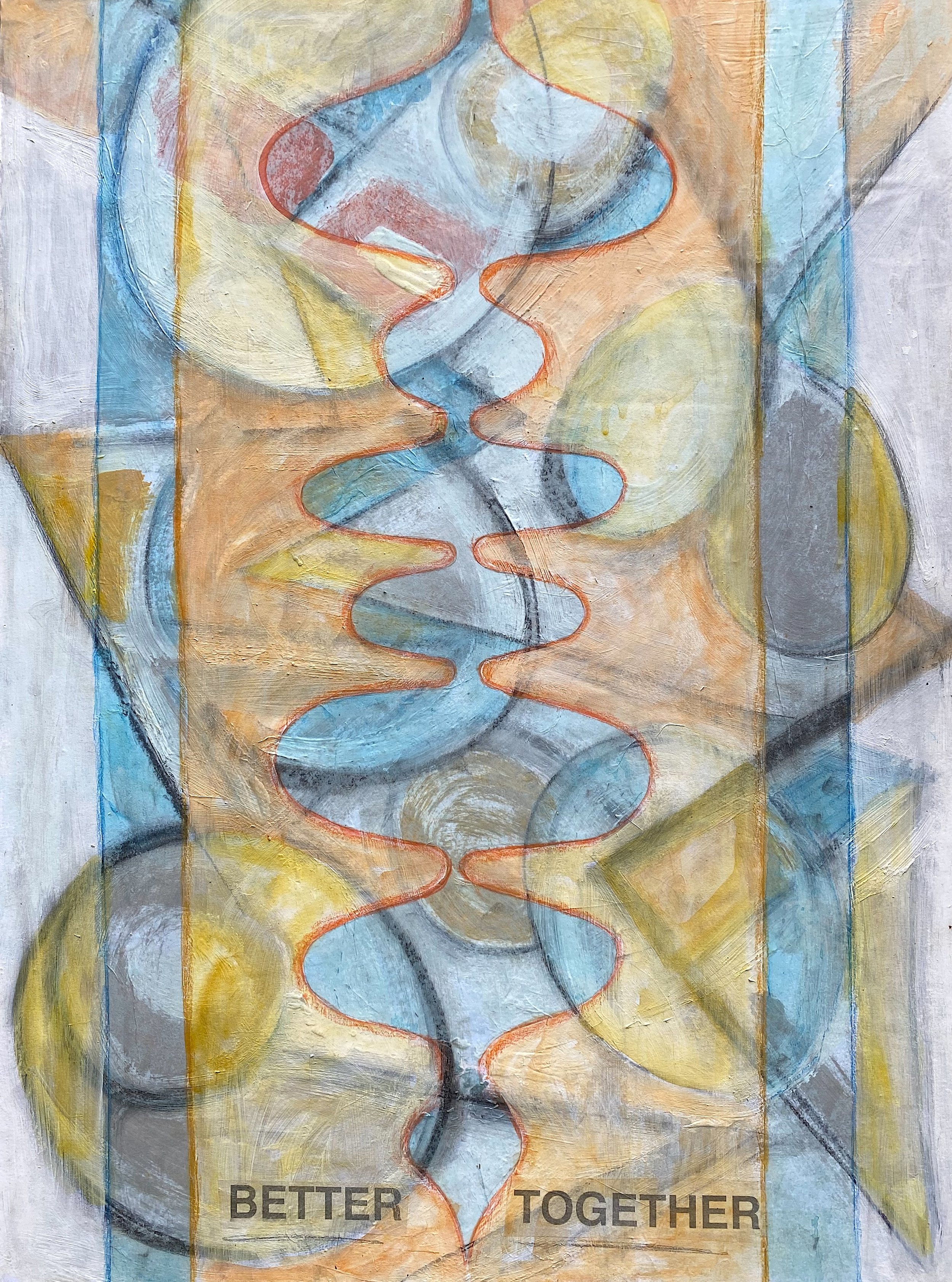 Martha Prideaux, "Better Together" Mixed media, 24 x 18"