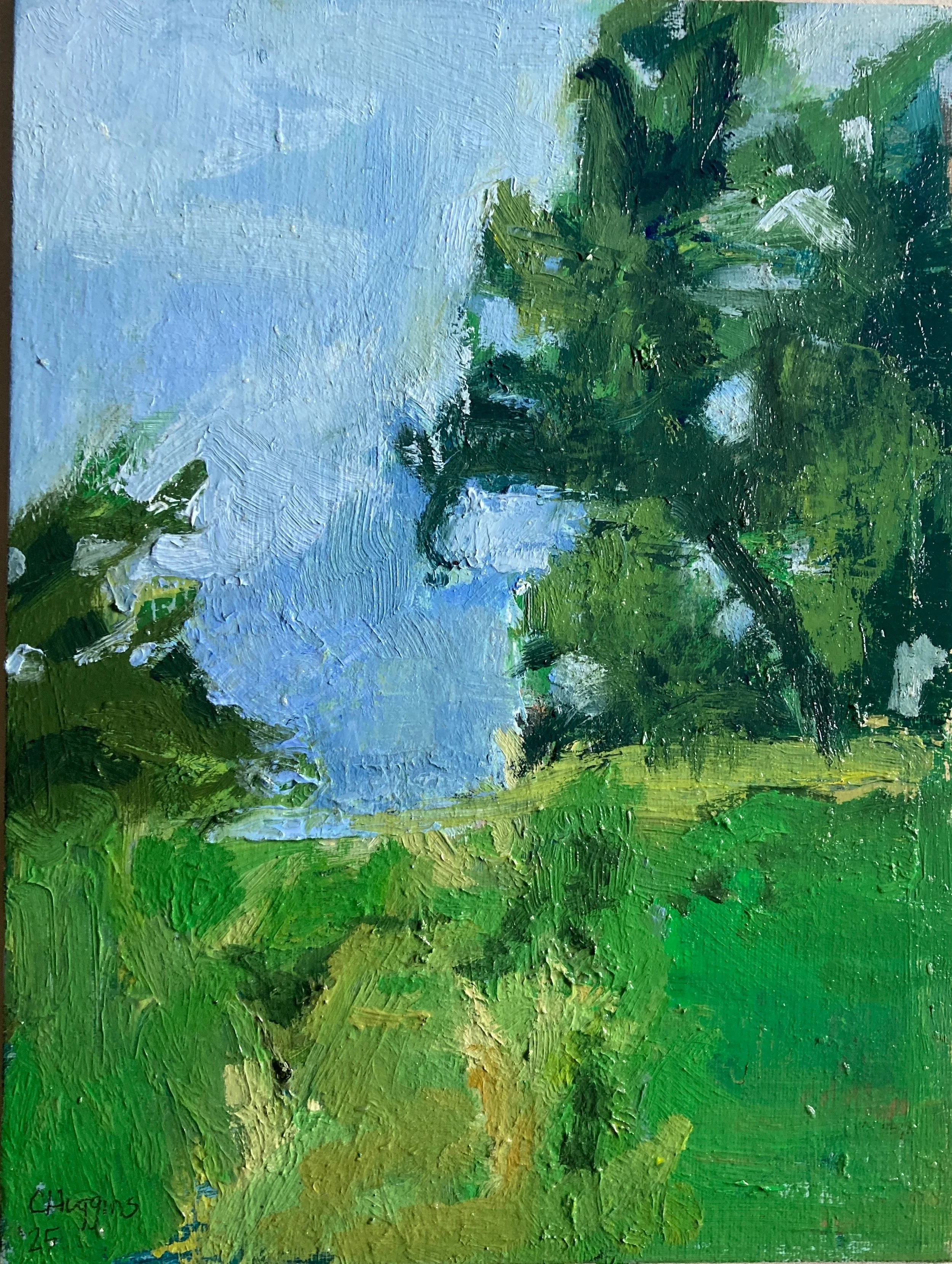 July Afternoon, 12 x 9 inches, oil on archival board, July 2025