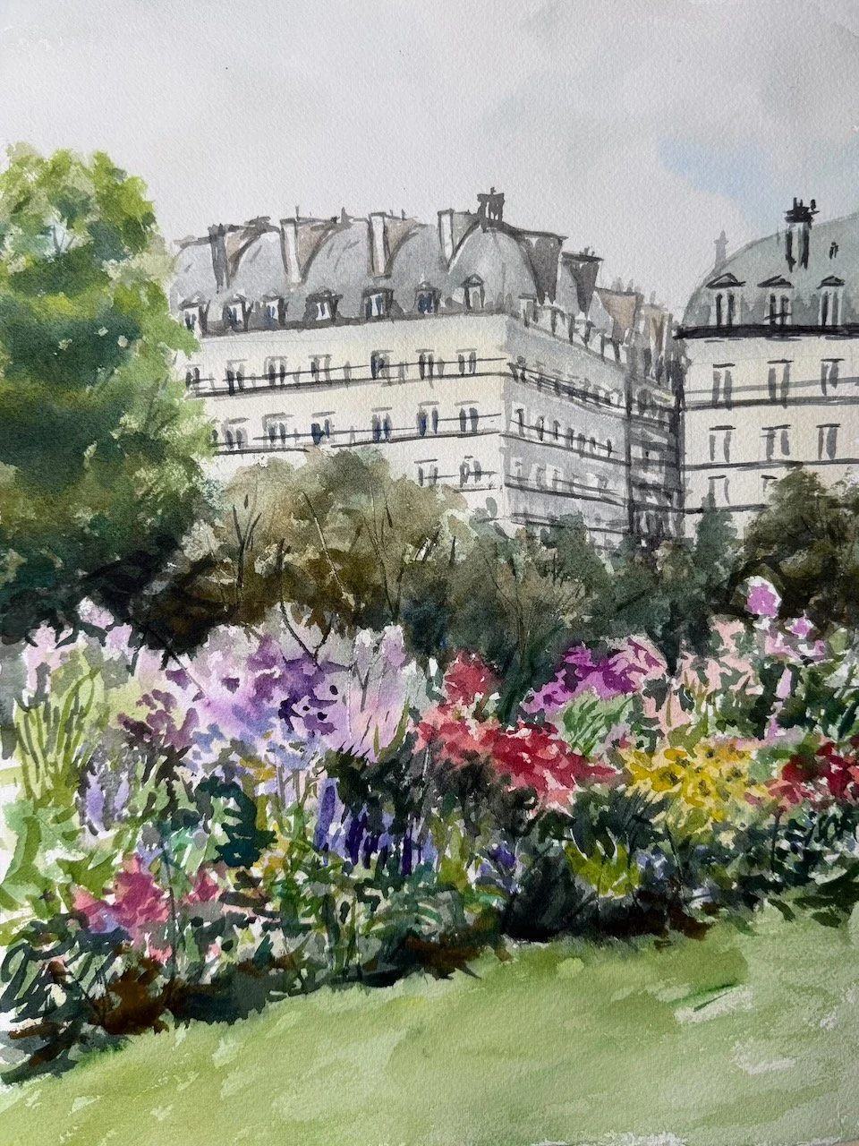 "Les Fleurs", Watercolor on Paper, 11 x 14 inches