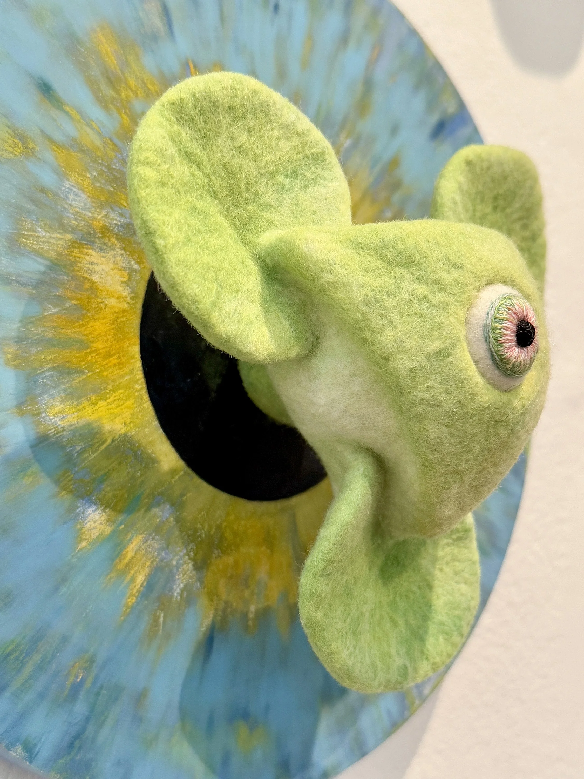 I See Your Point, (detail)
Wet felted wool, embroidery, magnets, acrylic paint, wood, 2025