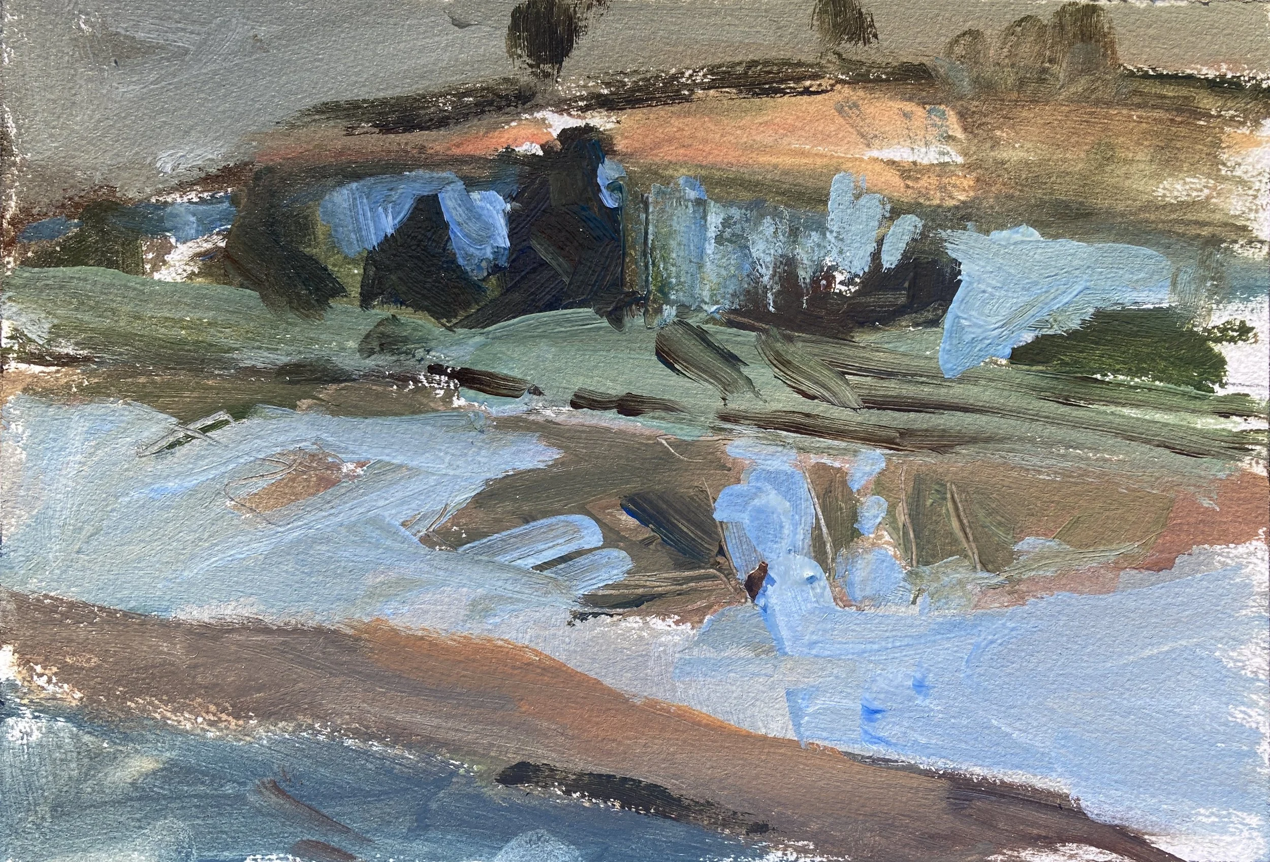 "Winter By The James," 7.5 x 11 inches, Acrylic on paper 2024