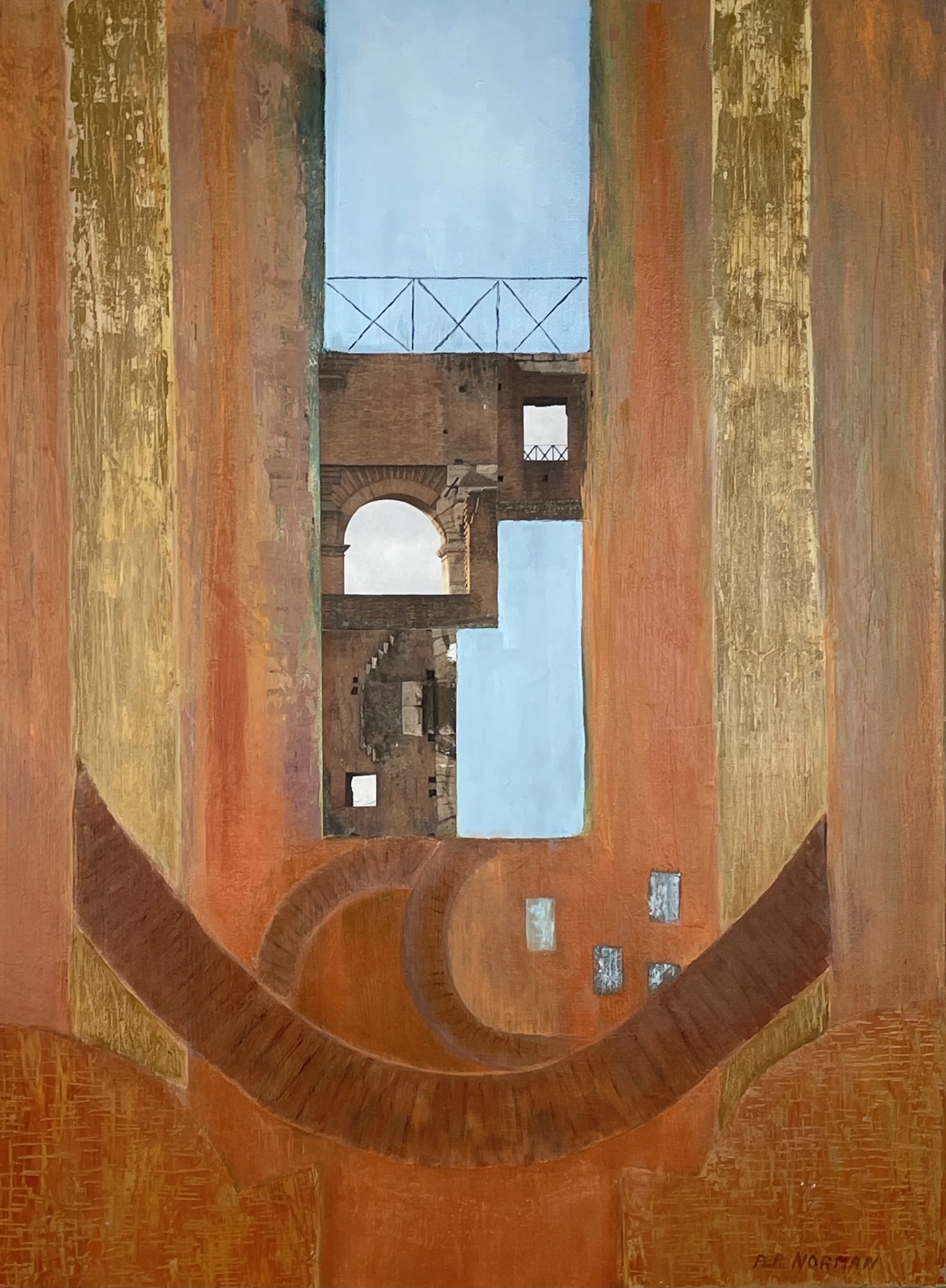 "BRIDGE VIEW", mixed media