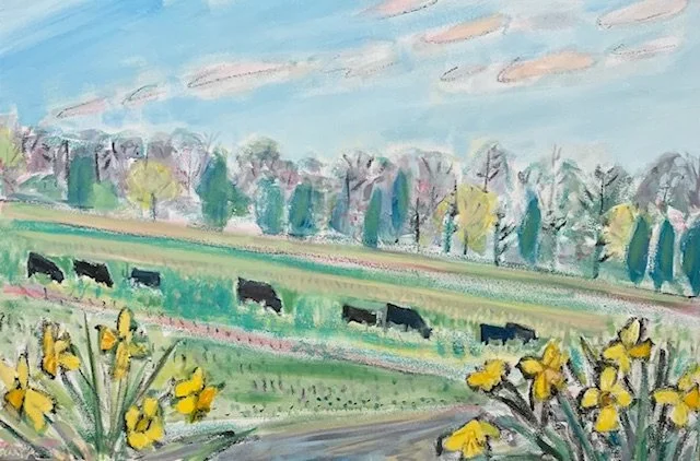 Susan Cary "When the Daffodil's Bloom" Acrylic and oil, 24x36"