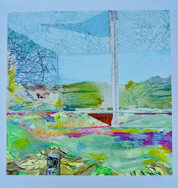 "Countryside 1," Mixed Media on wood panel 12” x 12” x 1”