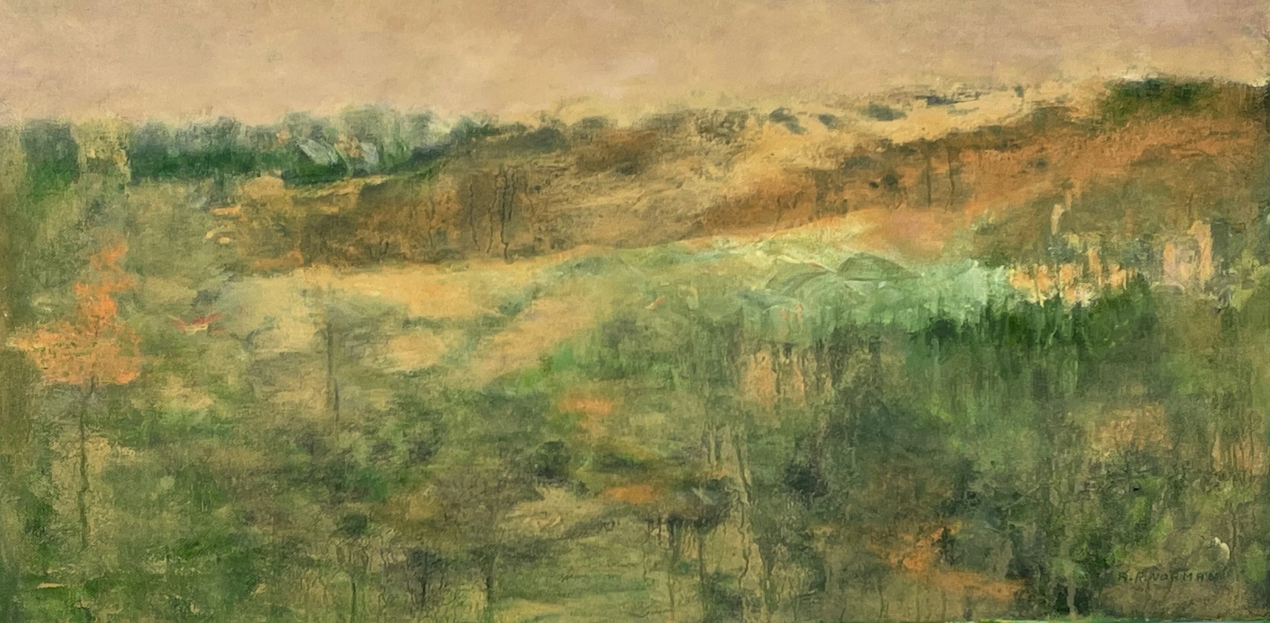 "HILL AND DALE", acrylic, 12 X 24 inches