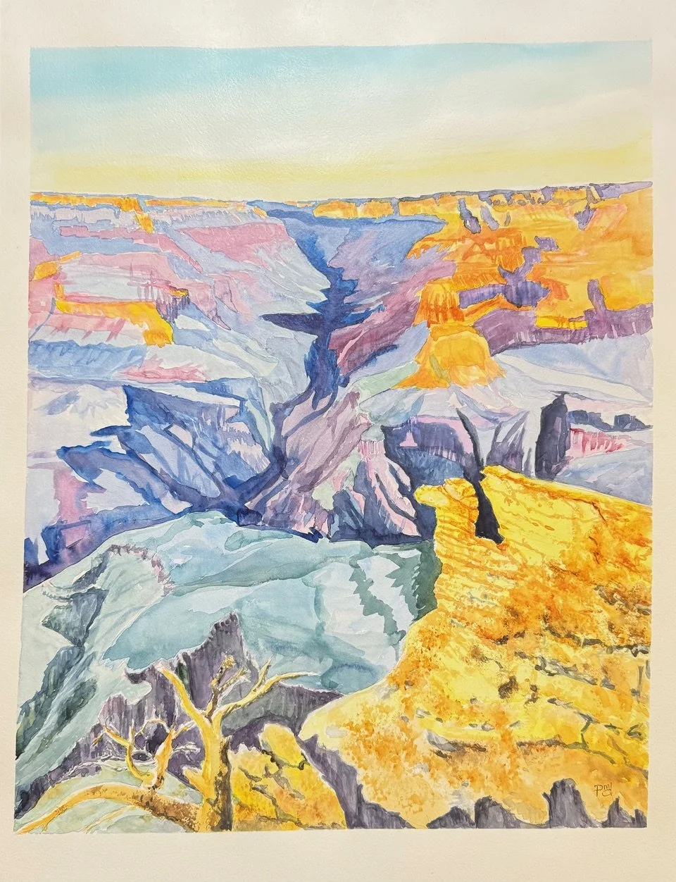 "Sunset, Grand Canyon," 24 x 18 in, watercolor and beeswax on paper