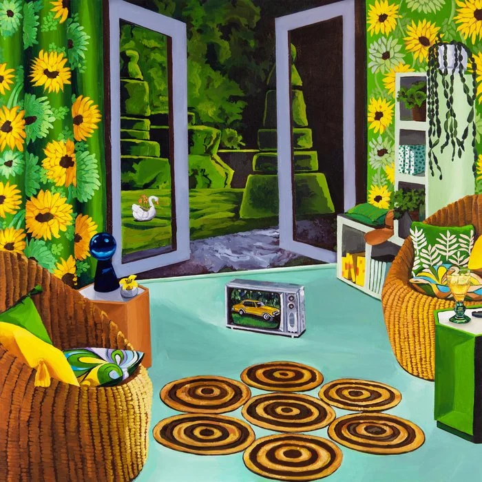 Lou Haney, "Virginia Swan", 40X40 inches, acrylic on panel