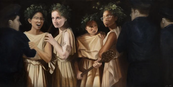 Avery Schoenberger, "Throw The Brick", 35x70 inches, oil on canvas