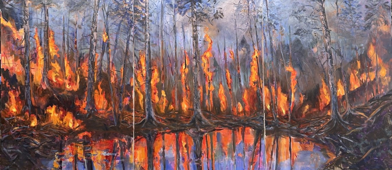 Firestorm 2
oil on canvas
48"x109" Triptych
$5850