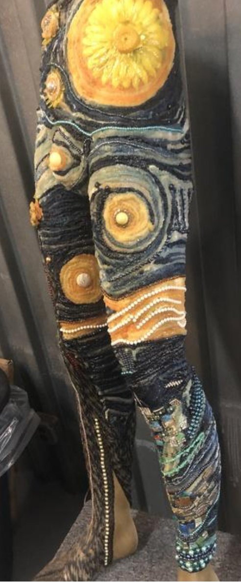 "Starry Blight," Discarded, vintage jewelry, beads and epoxy resin, 42" x 12" x 15"