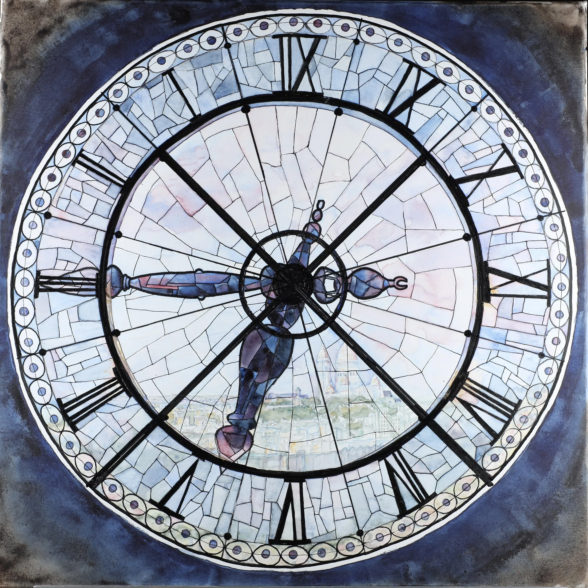 Your Time, Dimensions: 24” x 24”, Watercolor and oil marker on prepared canvas