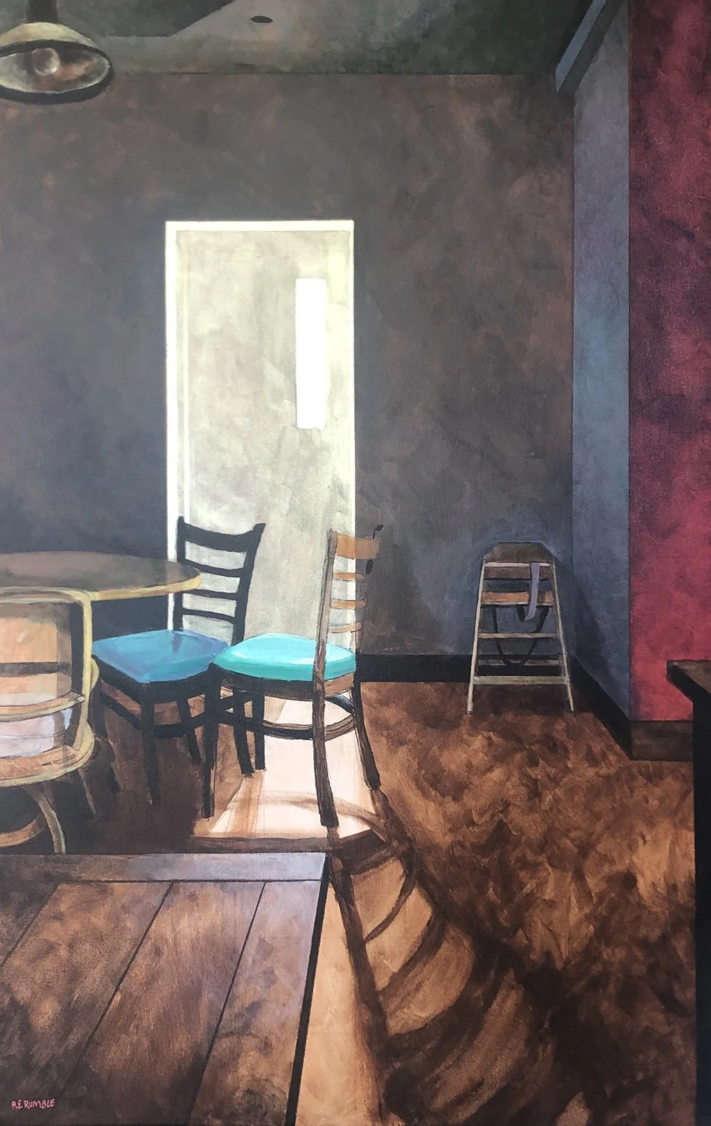 Richard Rumble/Silent Dining Room/Acrylic on canvas, 36 x 24"