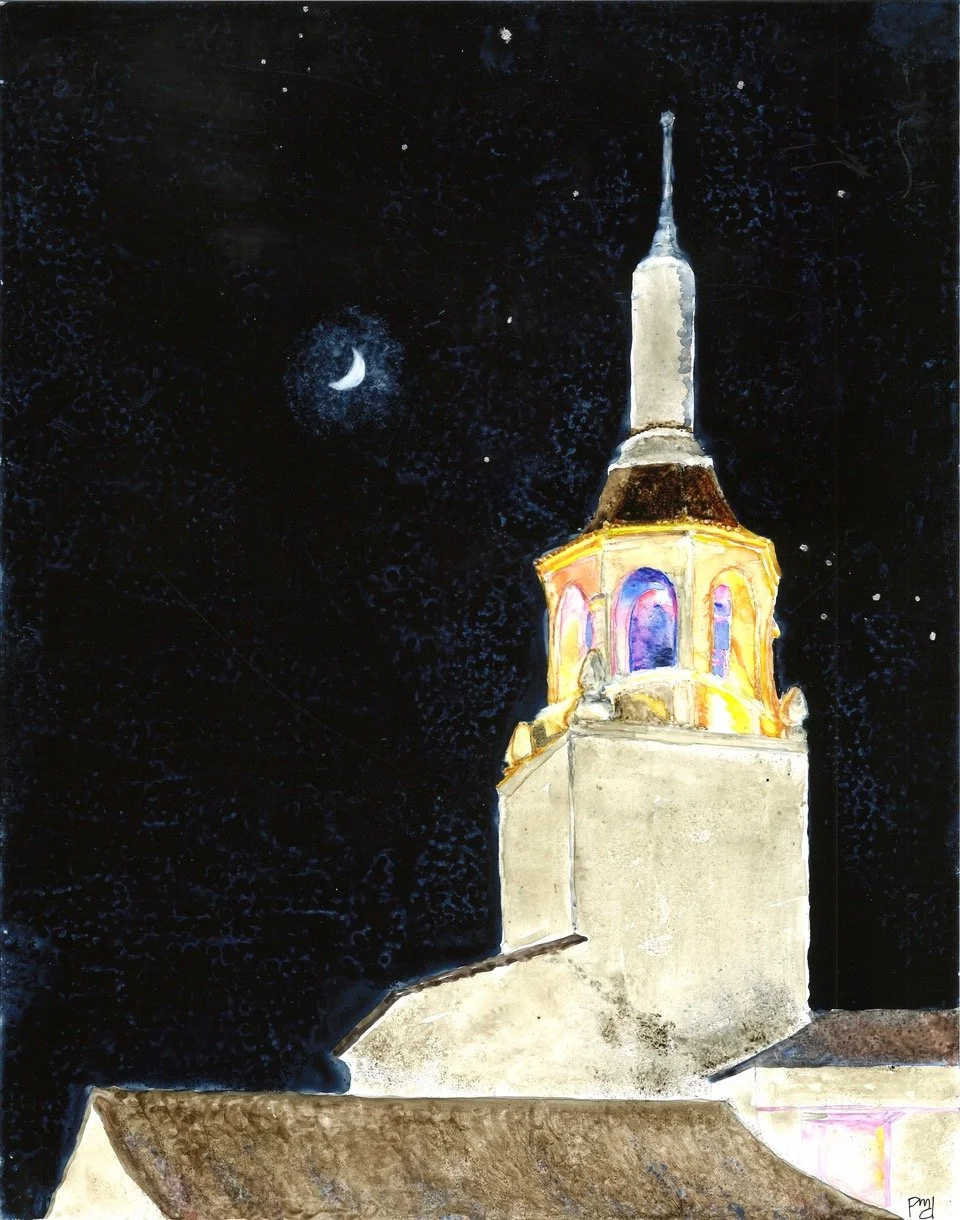 "Gratitude Sky," Santa Barbara 14 x 11 inches, watercolor on Yupo synthetic paper