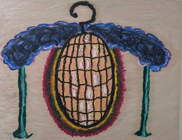 Margery Albertini, Hanger with Strings, Oil pastel