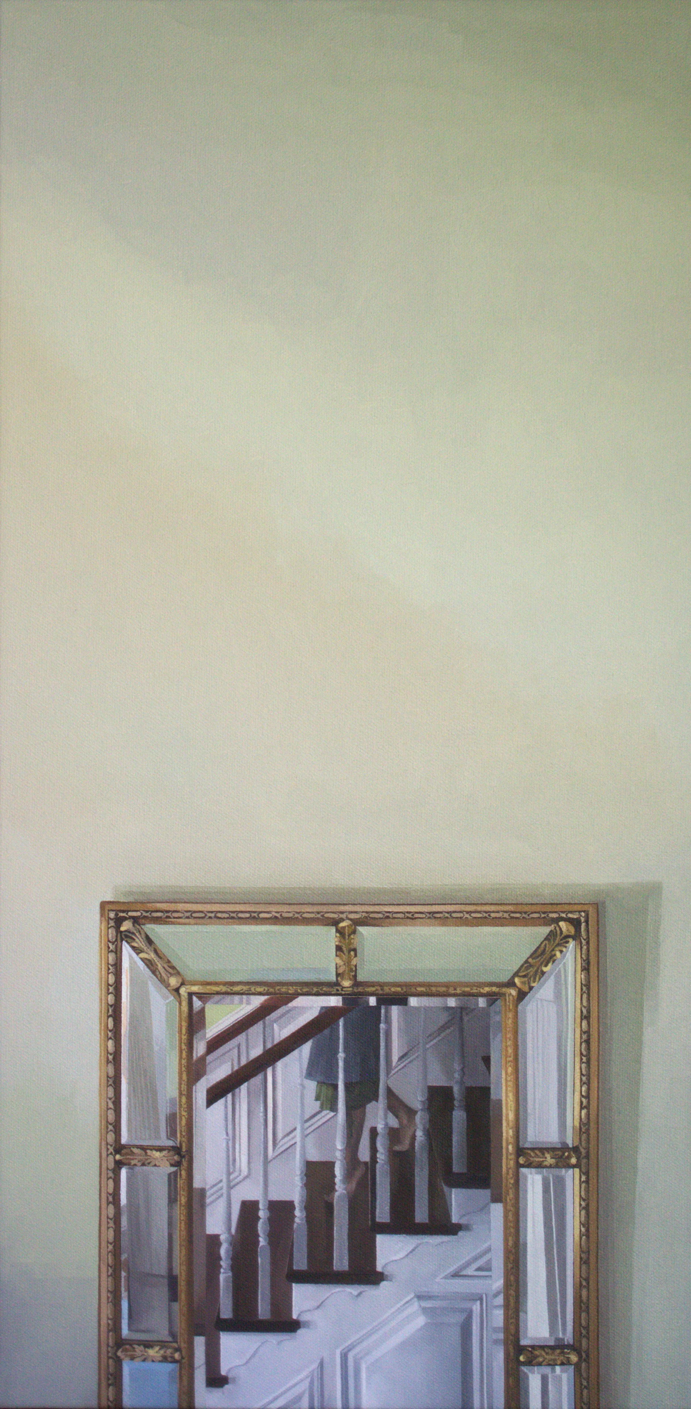 Title: One Foot Out the Door 
Medium: Oil paint on canvas 
Size: 24” x 12” x 1.5” 
Year of Creation: 2026 
Price: TBD*