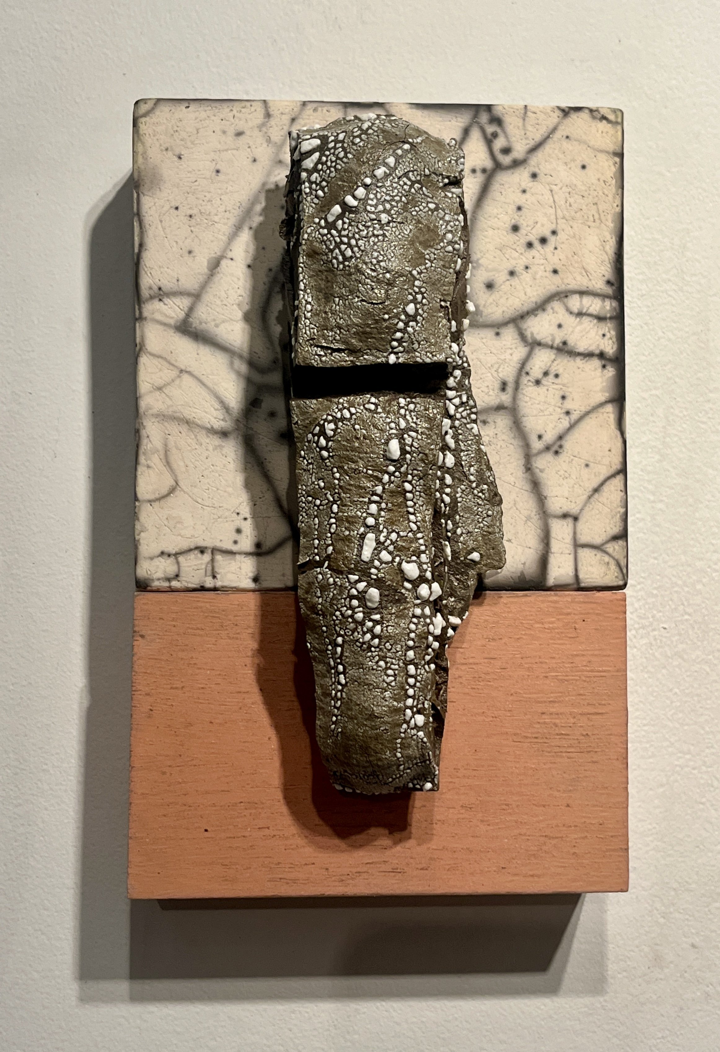 Paul Terrell, "Queer To Too, Secondary Rainbow Series" Naked Raku and Cone 6 ceramics, oak, milk paint, 9 x 5.75 x 3 .75"