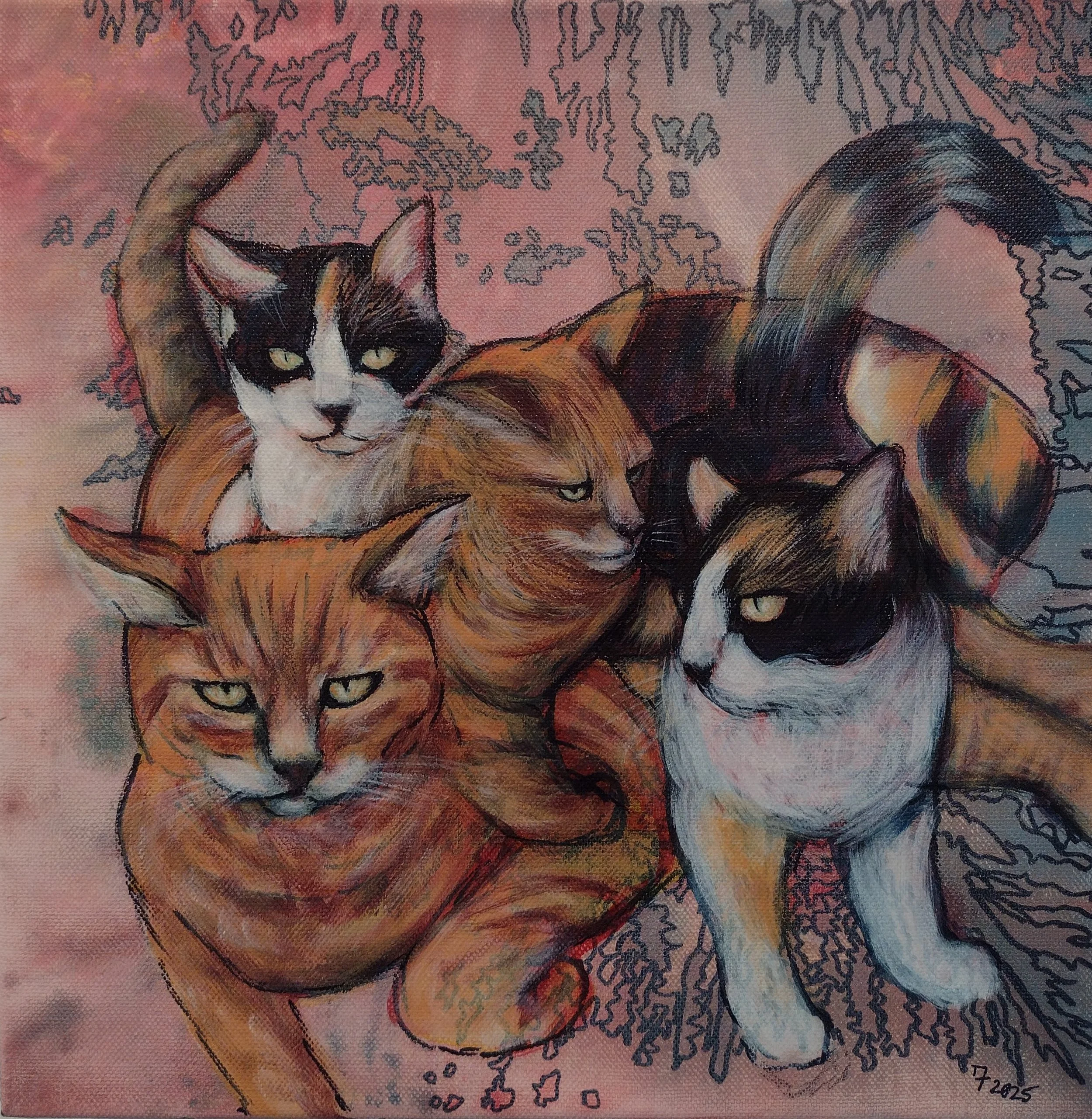 Dana Frostick, "Friend or Foe #2", Sharpie & acrylic on canvas