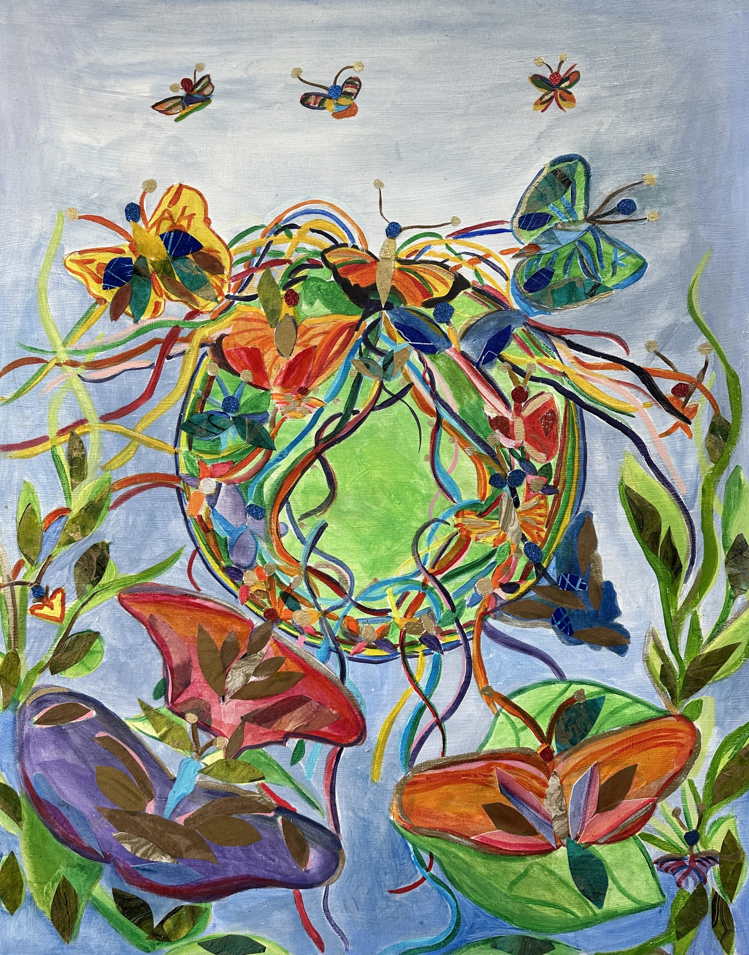 Lisa Level Levine, "Avatar Pride" Acrylic and collage, 30 x 24"