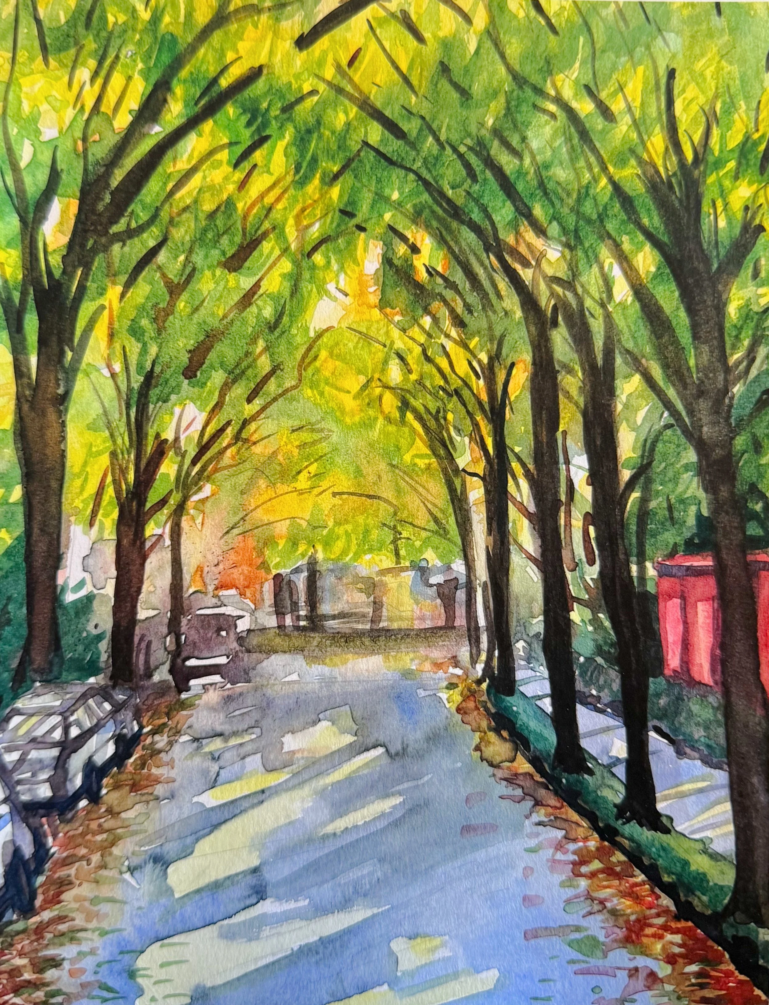 "Canopy of Light", Watercolor on Paper,  9 x 12 inches