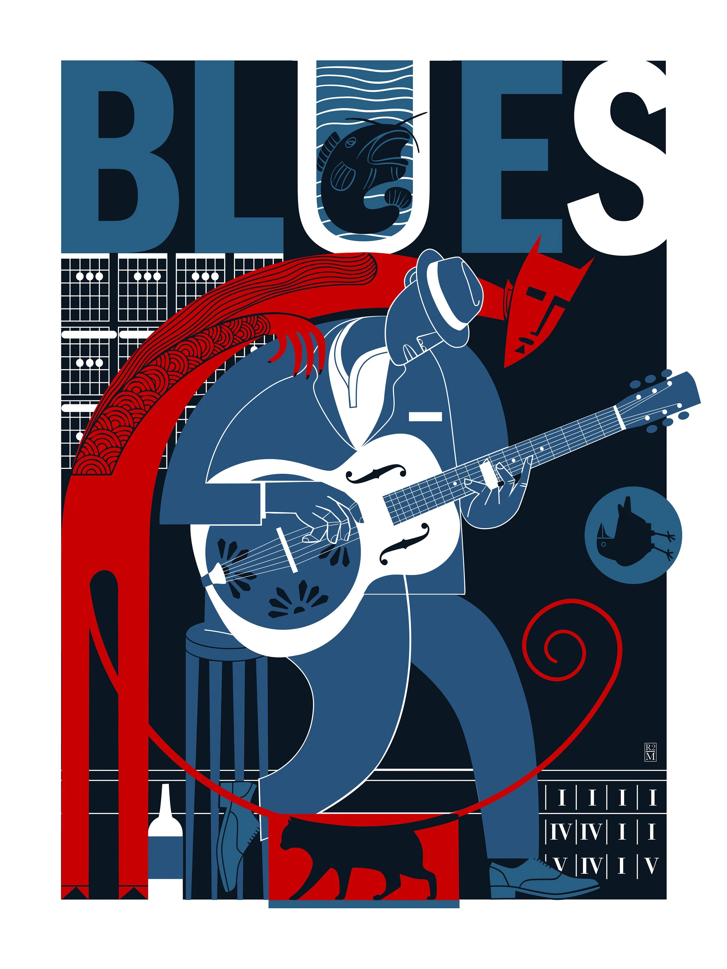 “Blues”, Screen print, 18x24 inches